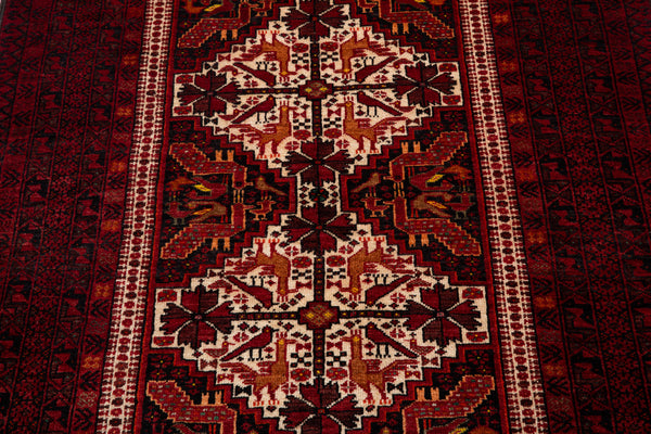 6' 4" x 3' 5" Excellent Hand-Knotted Vintage Collectible Fine Tribal Rug