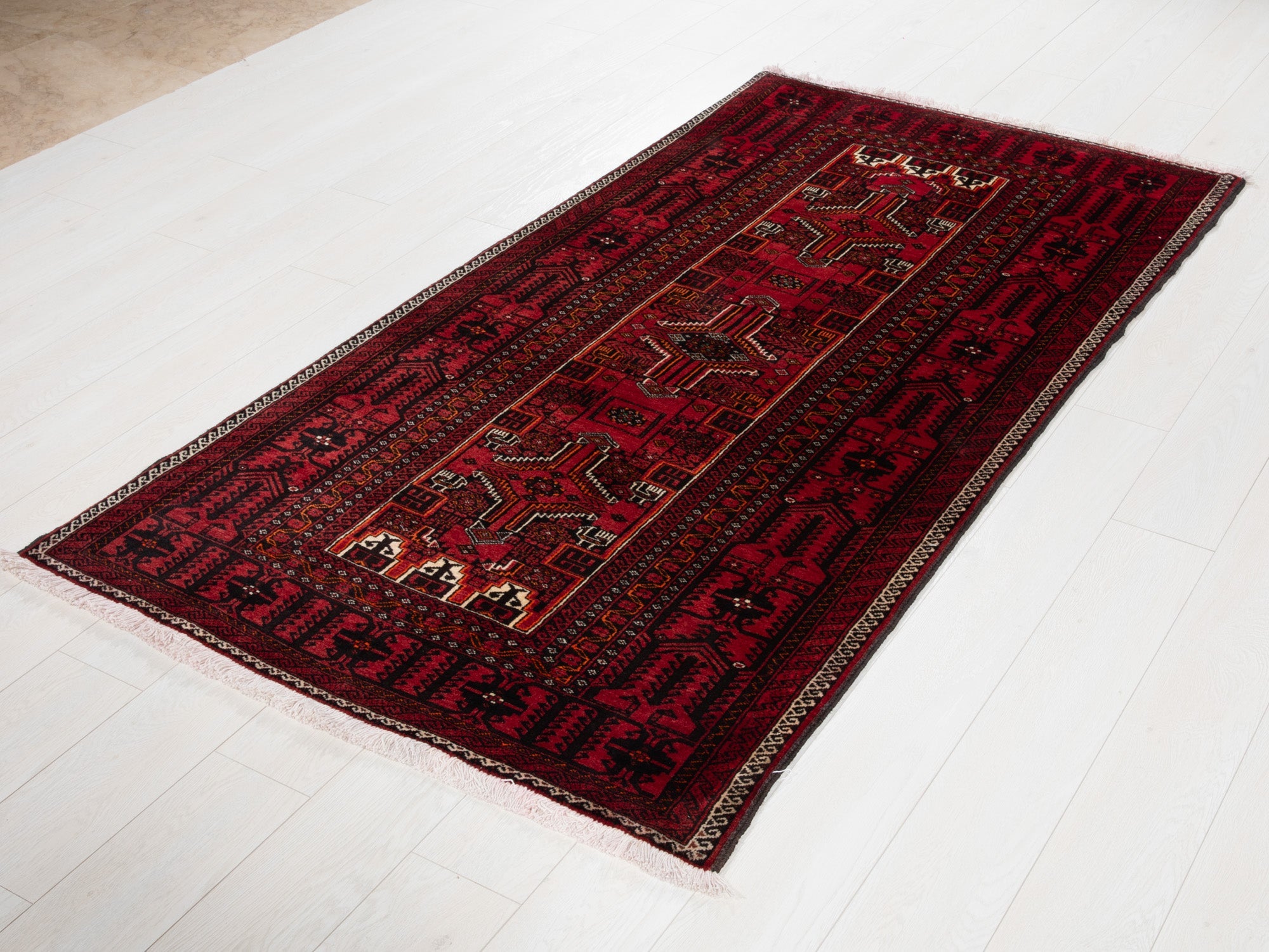 Hand-Knotted Vintage Wool Area Rug – 6' 6" x 3' 5" (199 x 104 cm) - Yasi & Fara