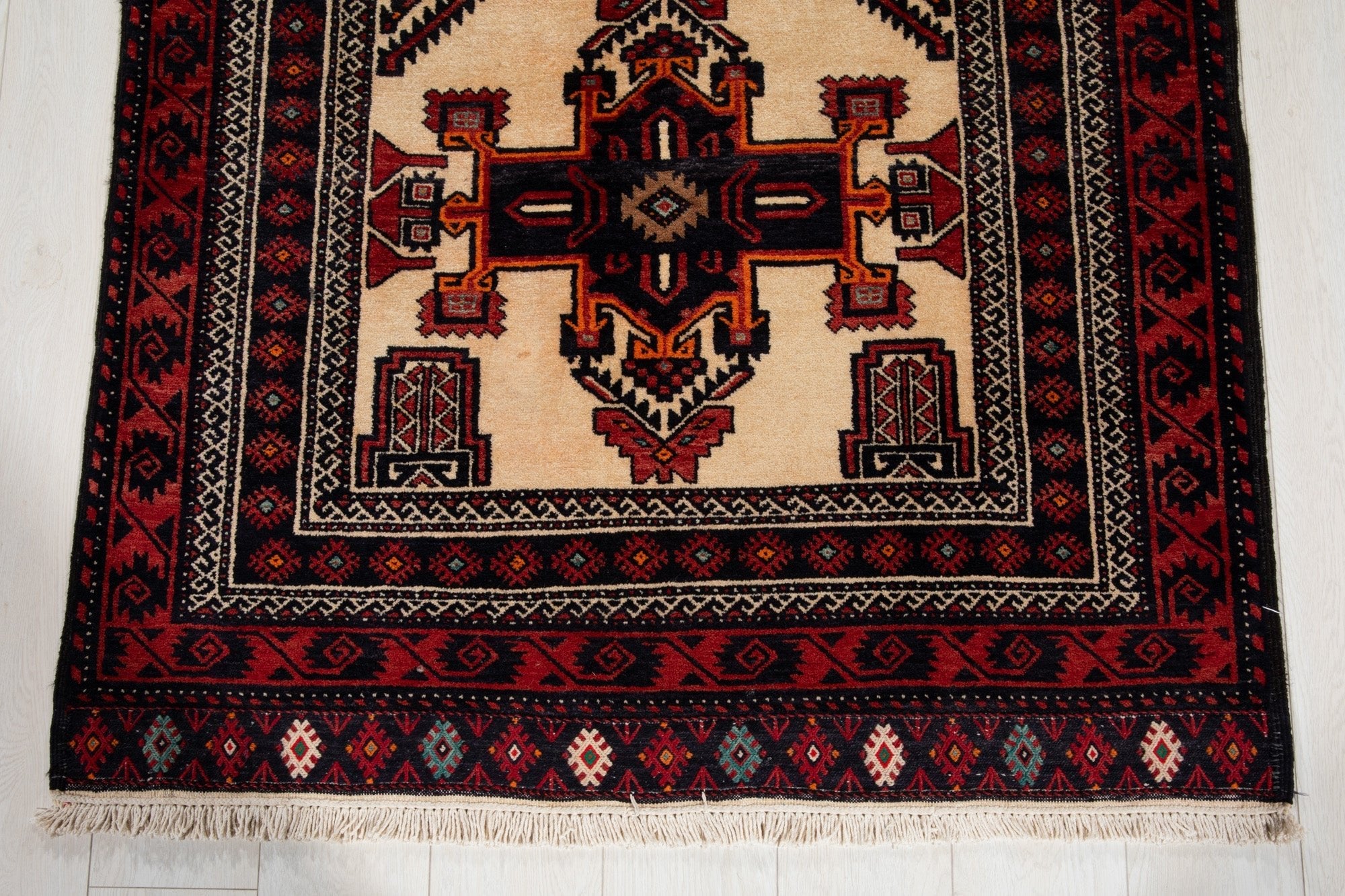 Hand-Knotted Vintage Wool Area Rug – 6' 3" x 3' 5" (191 x 105 cm) - Yasi & Fara