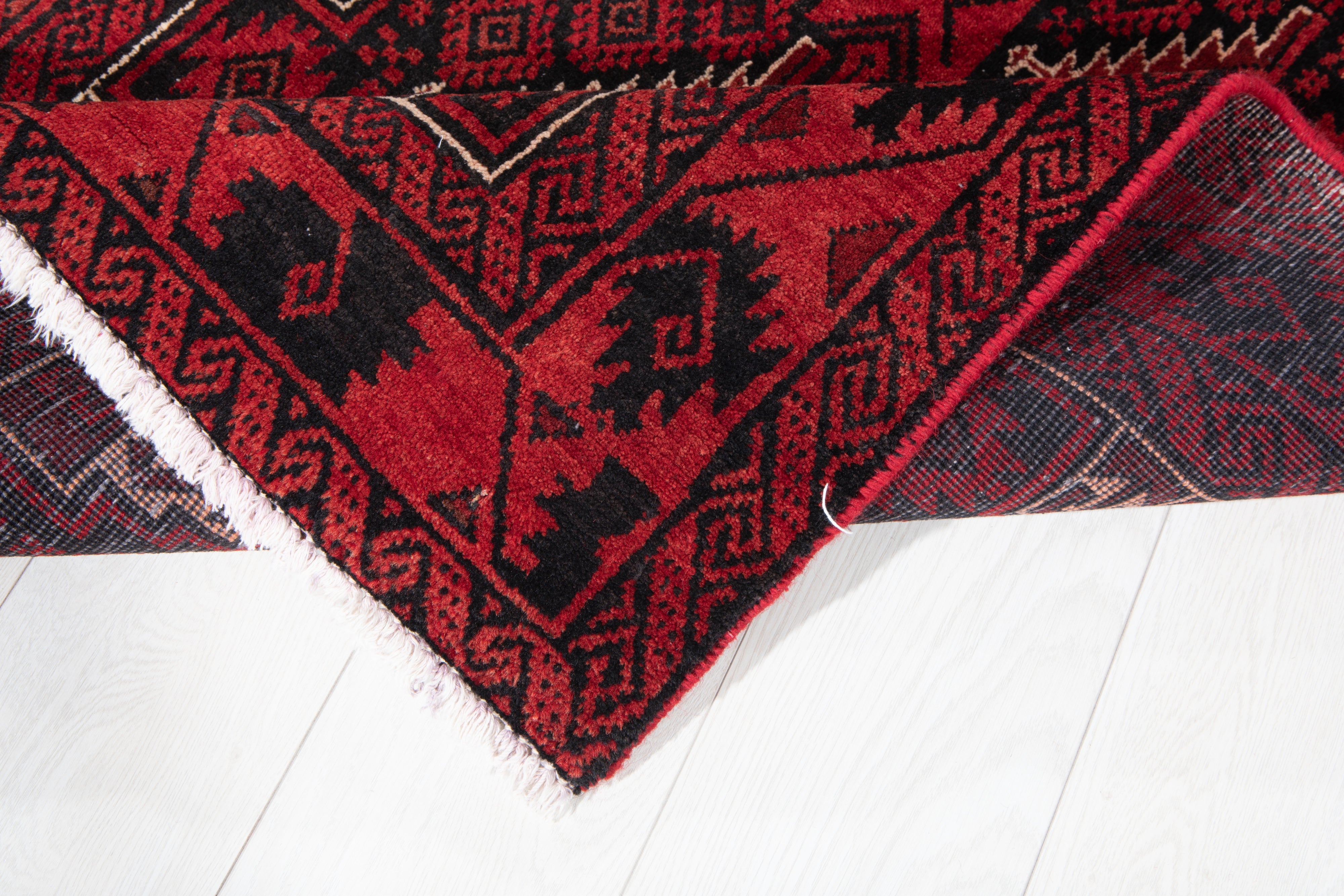 Fine Vintage Baluch Wool Rug, Red & Black, 3x6 – 6' 0" x 3' 1" (182 x 94 cm)