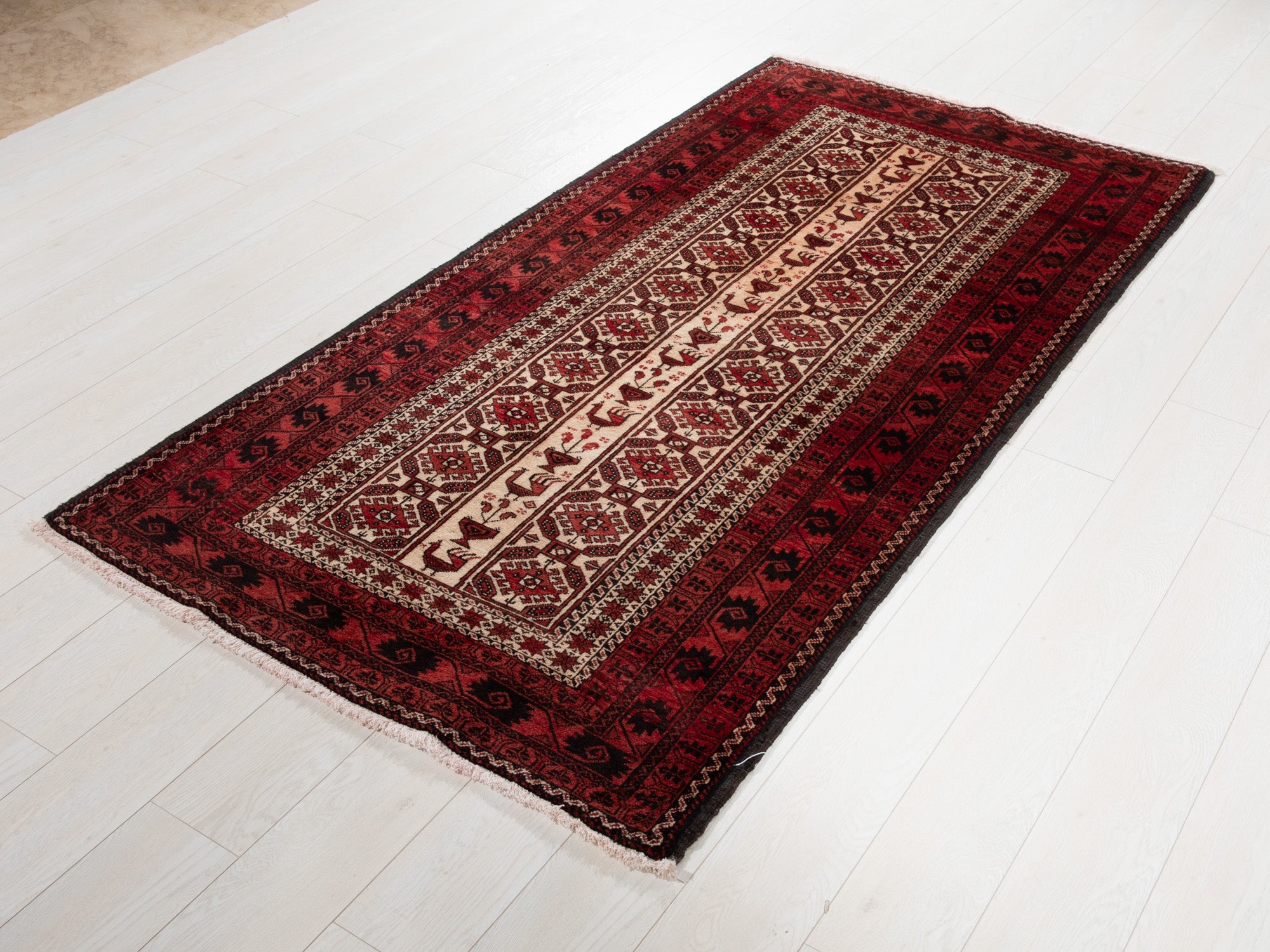 Hand-Knotted Vintage Wool Area Rug – 6' 8" x 3' 6" (204 x 106 cm) - Yasi & Fara