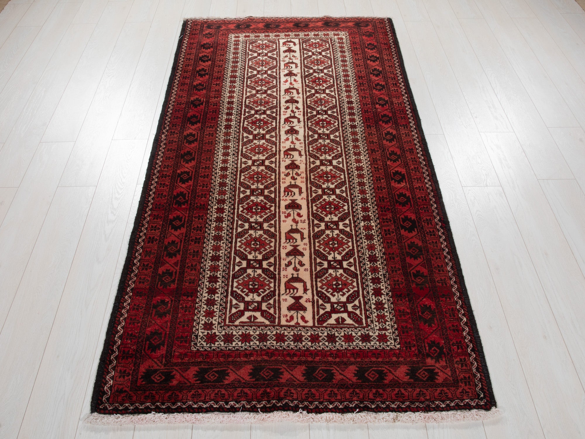 Hand-Knotted Vintage Wool Area Rug – 6' 8" x 3' 6" (204 x 106 cm) - Yasi & Fara
