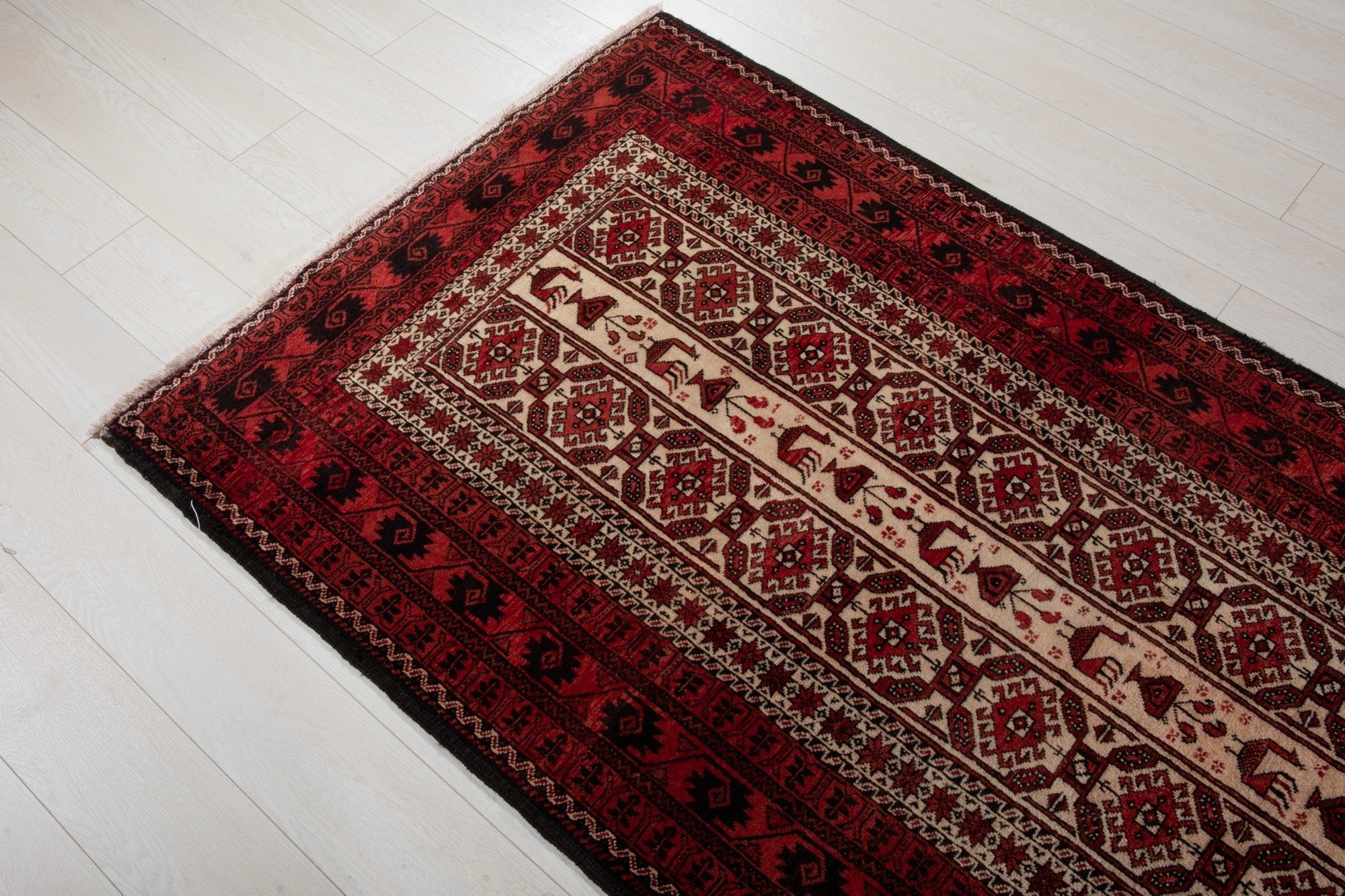 Hand-Knotted Vintage Wool Area Rug – 6' 8" x 3' 6" (204 x 106 cm) - Yasi & Fara
