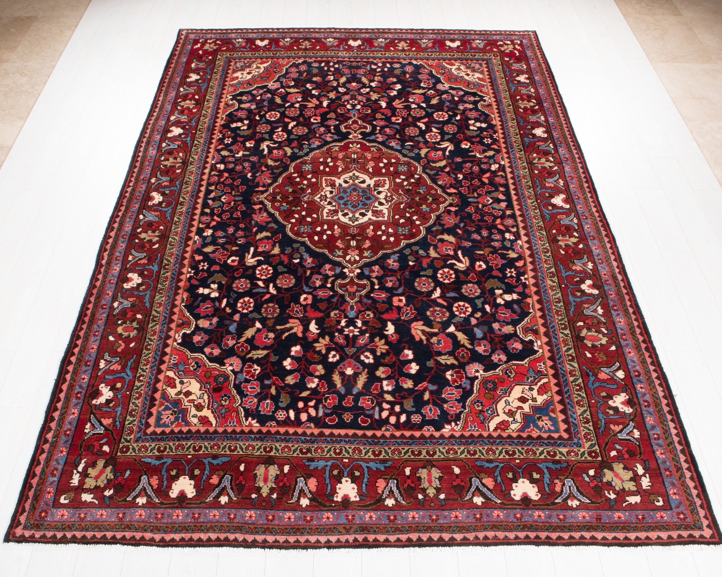 Hand-Knotted Vintage Wool Large Area Rug – 10' 8" x 7' 3" (325 x 222 cm) - Yasi & Fara