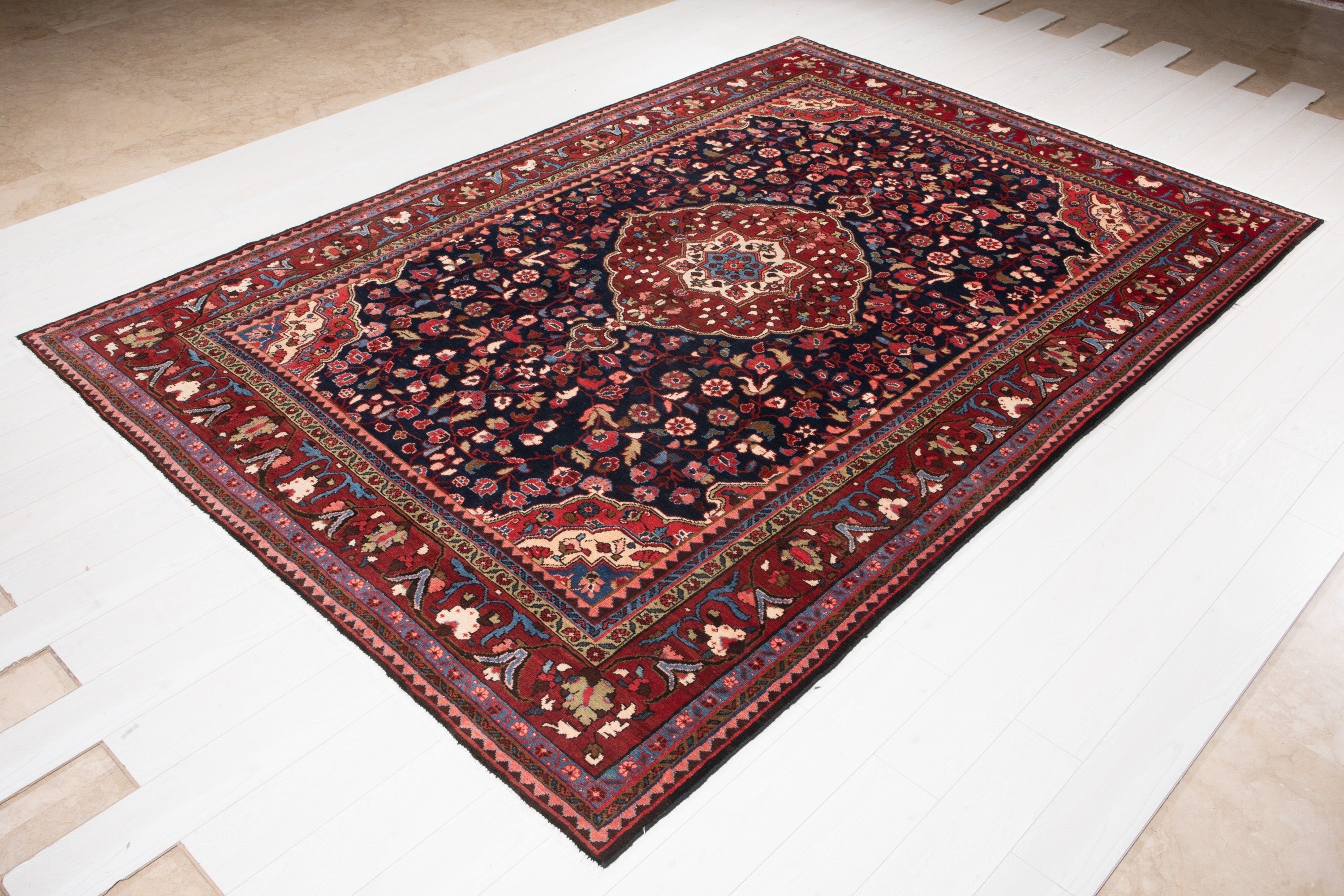 Hand-Knotted Vintage Wool Large Area Rug – 10' 8" x 7' 3" (325 x 222 cm) - Yasi & Fara