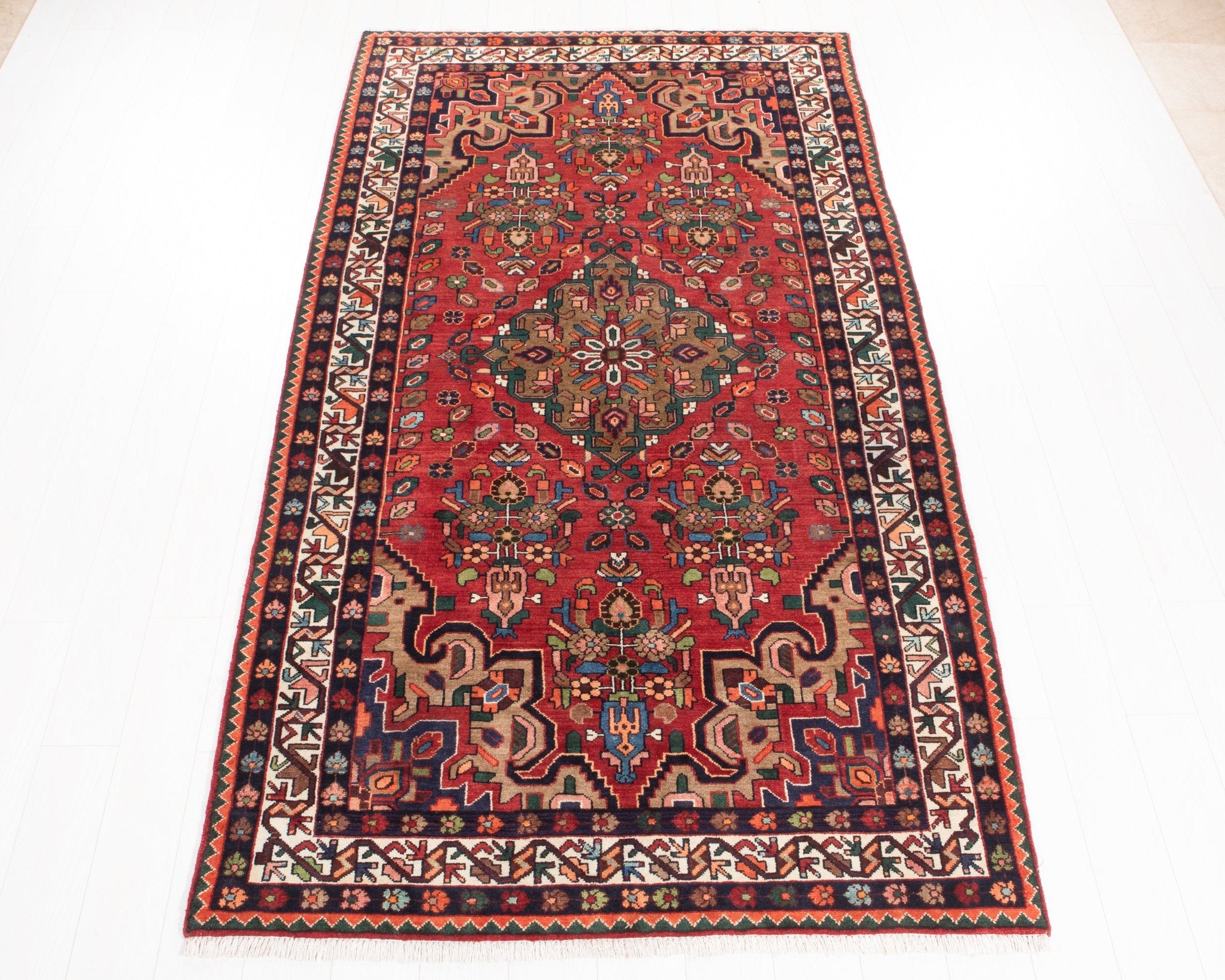 Hand-Knotted Vintage Wool Area Rug – 9' 1" x 5' (277 x 152 cm) - Yasi & Fara