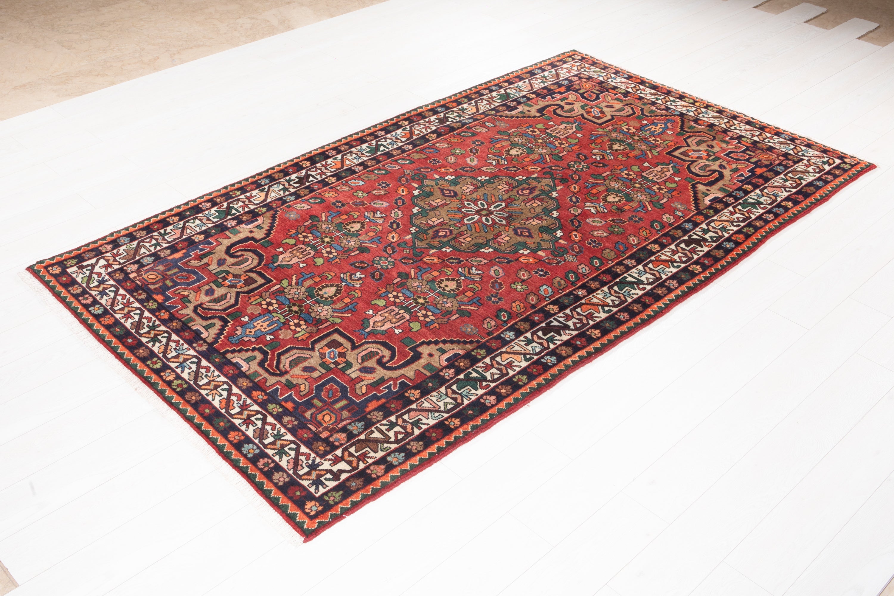 Hand-Knotted Vintage Wool Area Rug – 9' 1" x 5' (277 x 152 cm) - Yasi & Fara