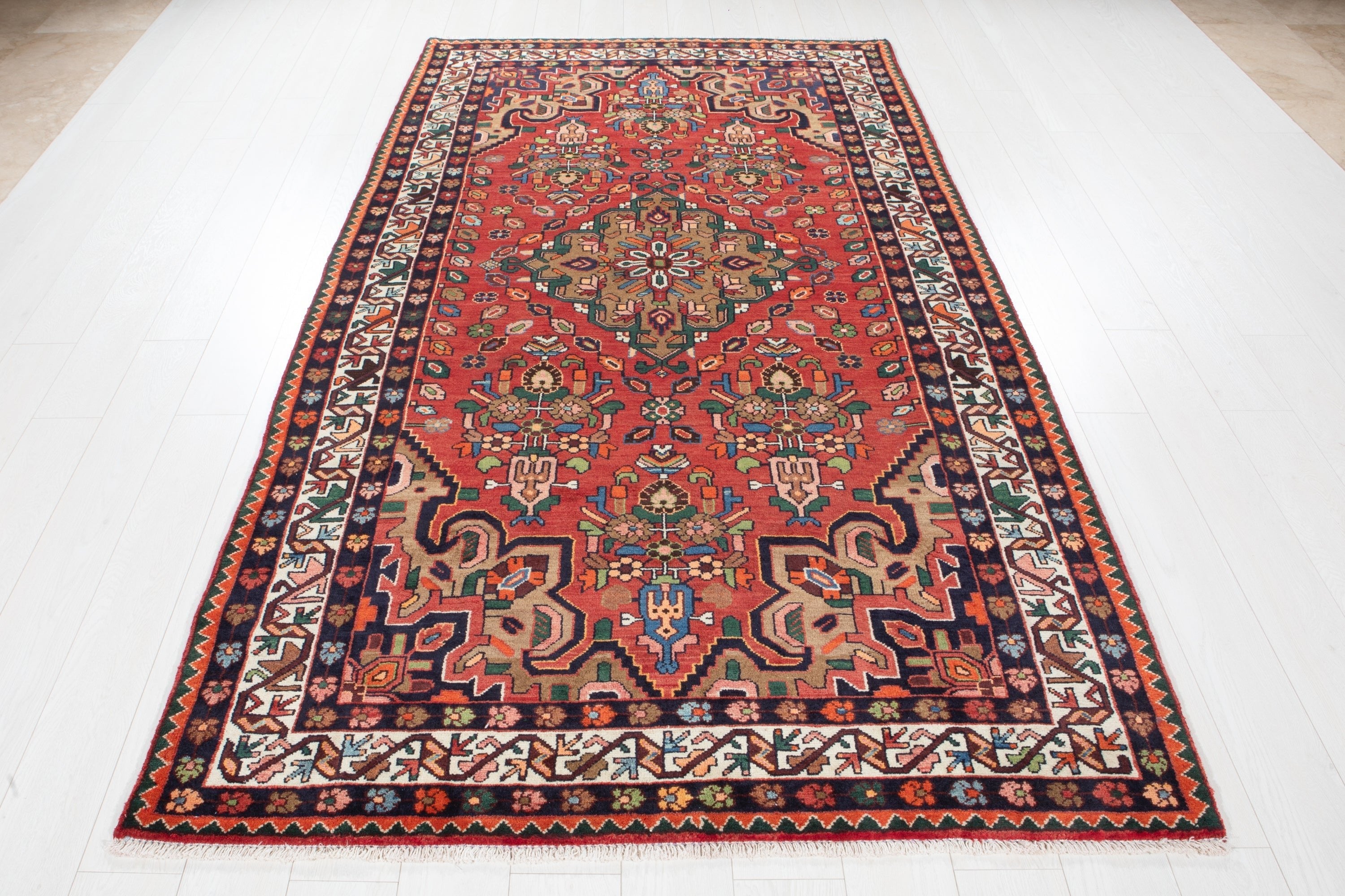 Hand-Knotted Vintage Wool Area Rug – 9' 1" x 5' (277 x 152 cm) - Yasi & Fara