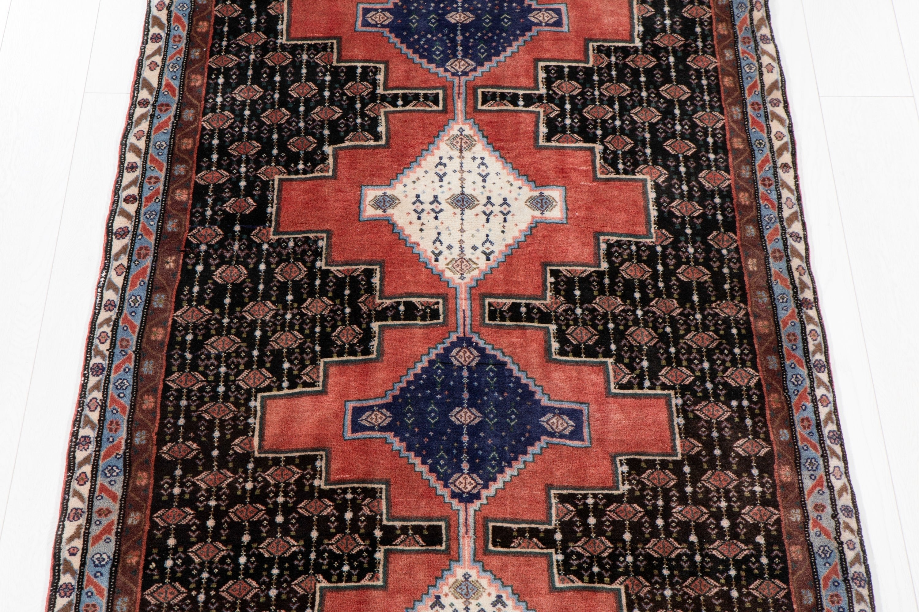 Hand-Knotted Vintage Wool Runner Rug – 9' 9" x 3' 5 (298 x 104 cm) - Yasi & Fara
