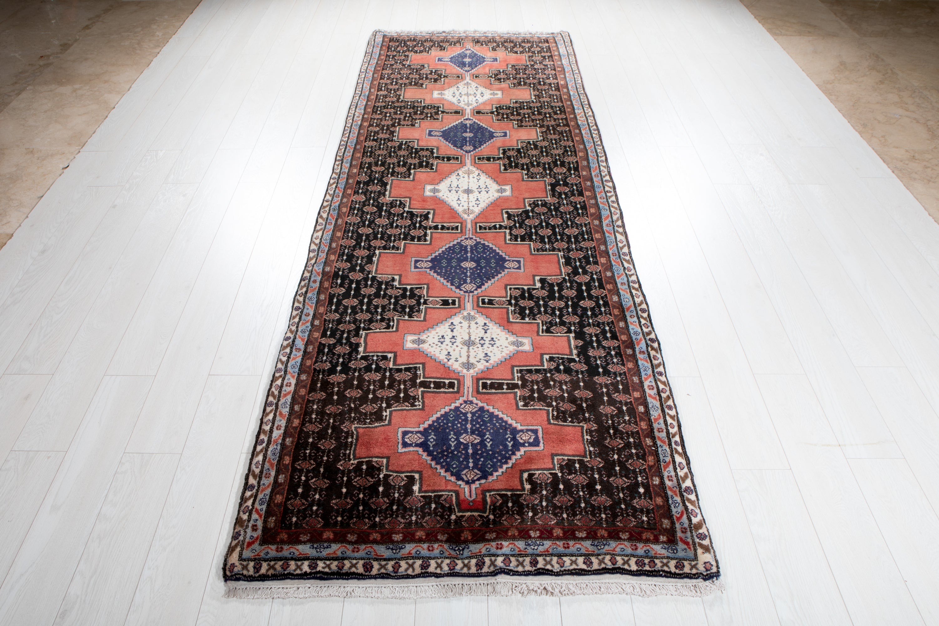 Hand-Knotted Vintage Wool Runner Rug – 9' 9" x 3' 5 (298 x 104 cm) - Yasi & Fara