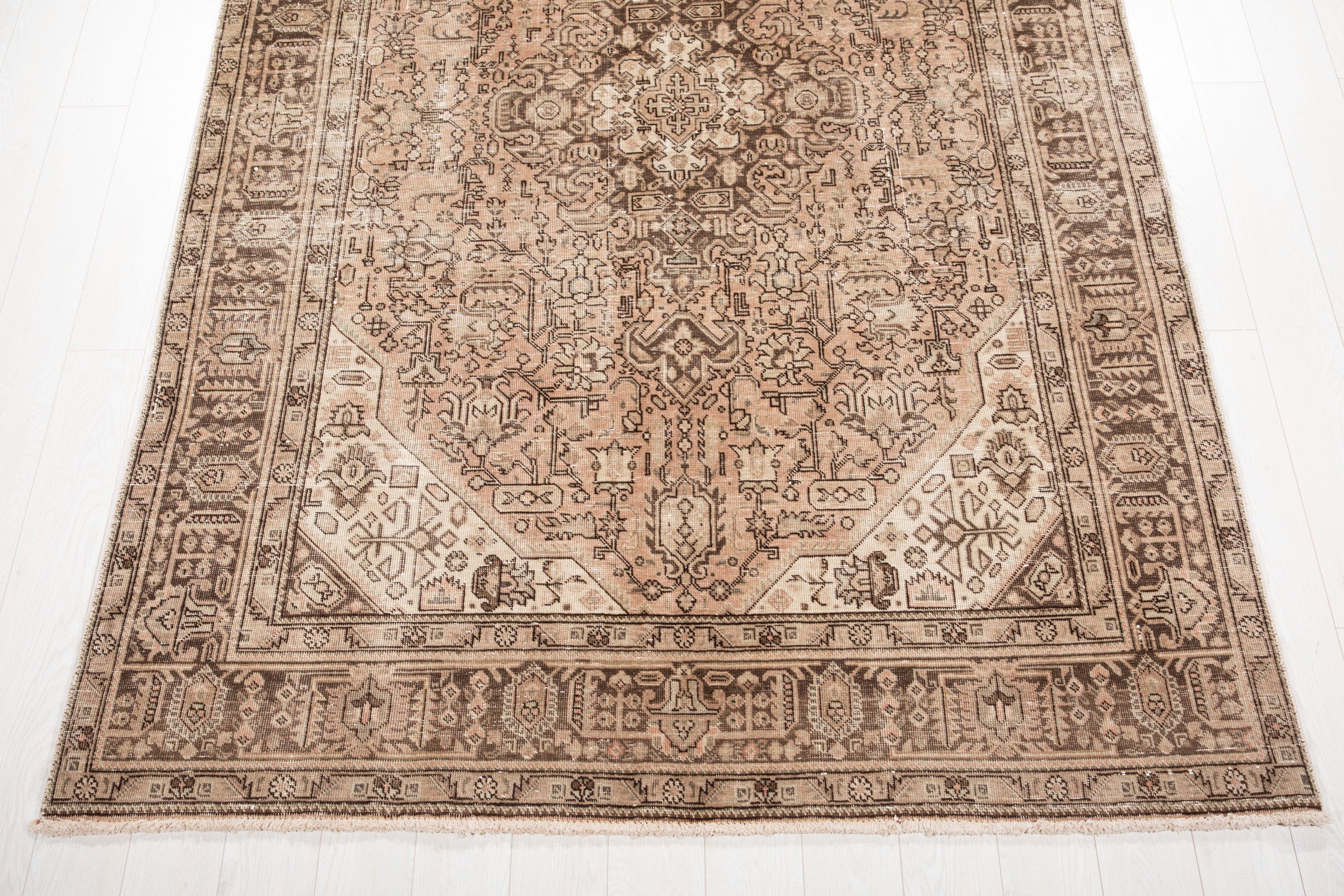Hand-Knotted Vintage Large Wool Area Rug Faded – 9' 6" x 6' 4" (289 x 193 cm) - Yasi & Fara