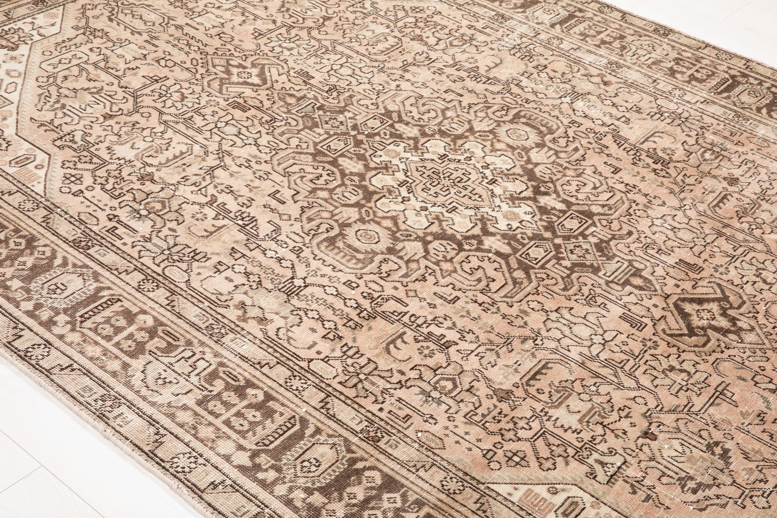Hand-Knotted Vintage Large Wool Area Rug Faded – 9' 6" x 6' 4" (289 x 193 cm) - Yasi & Fara