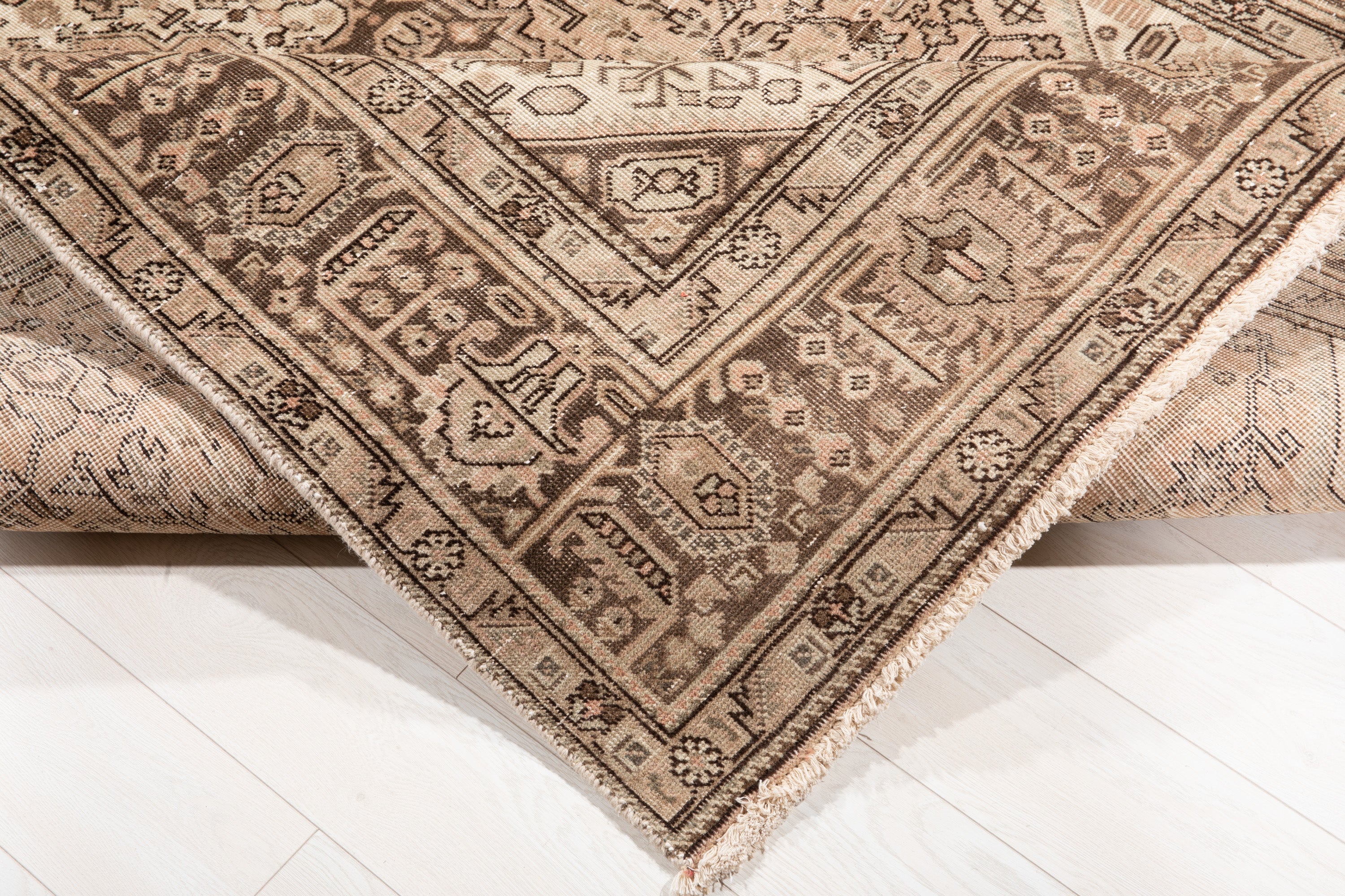 Hand-Knotted Vintage Large Wool Area Rug Faded – 9' 6" x 6' 4" (289 x 193 cm) - Yasi & Fara