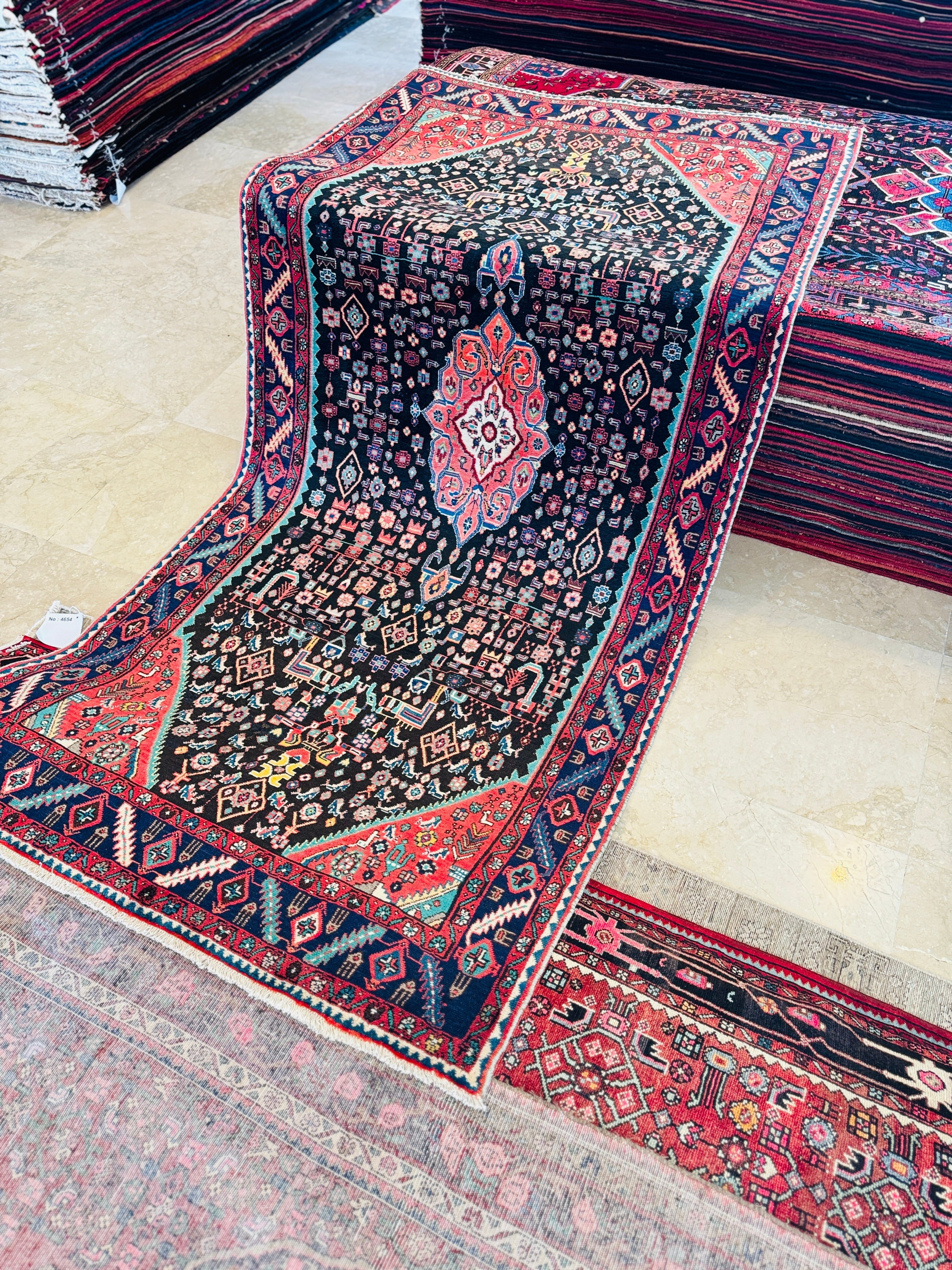 Hand-Knotted Vintage Wool Area Rug – 10' 4" x 4' 10" (316 x 147 cm) - Yasi & Fara