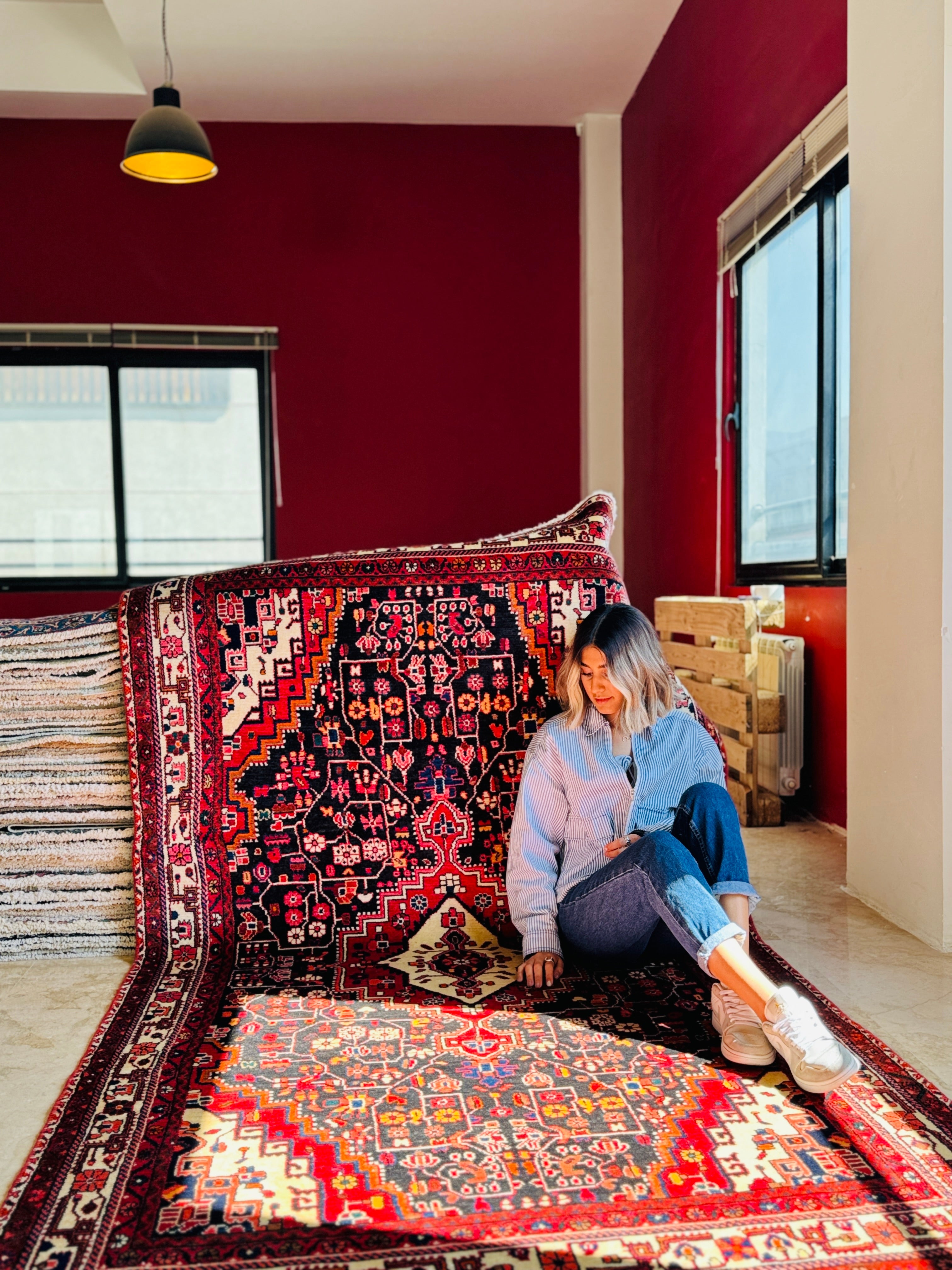 Hand-Knotted Vintage Wool Area Rug – 8' 9" x 4' 11" (267 x 150 cm) - Yasi & Fara