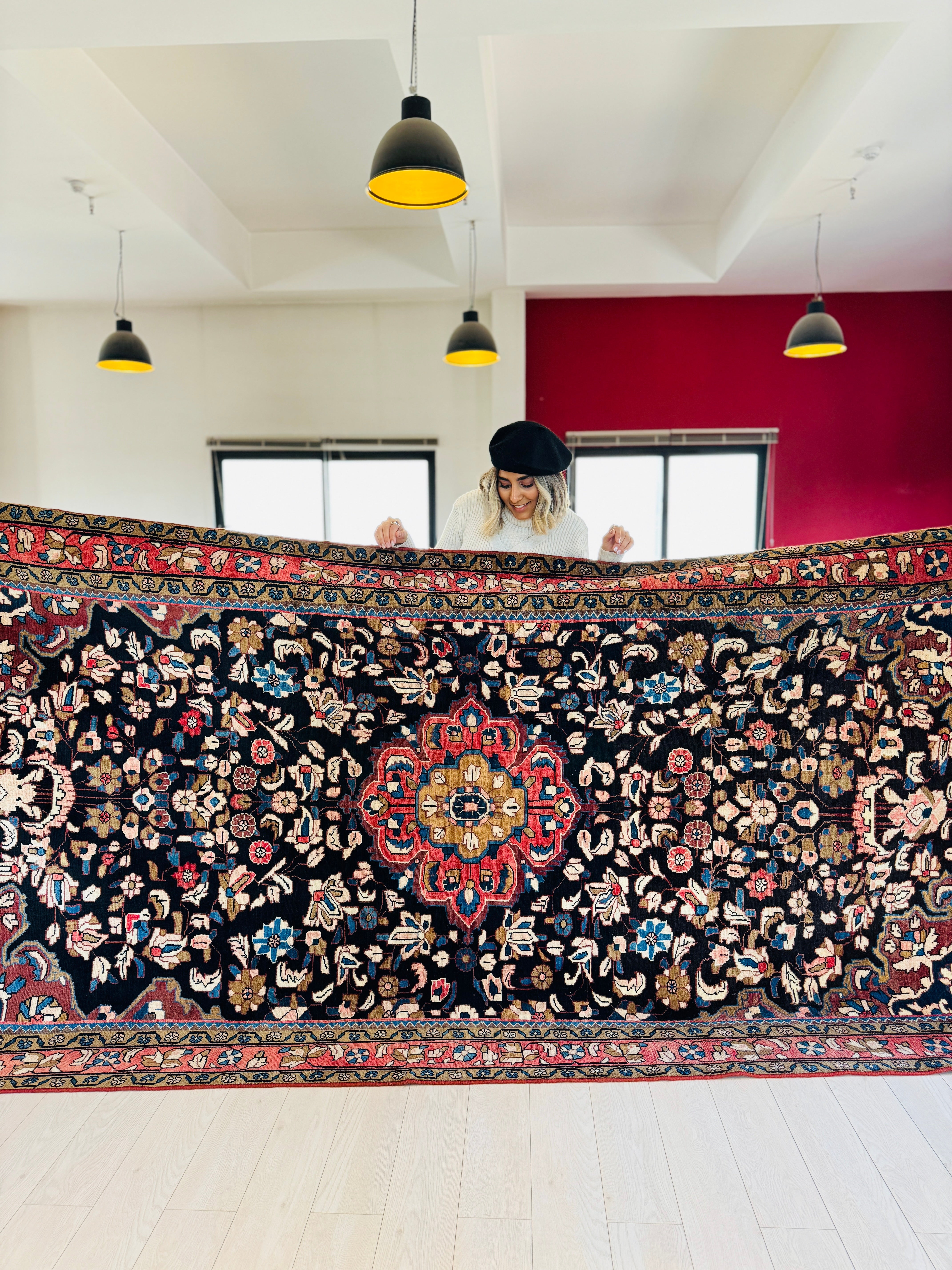 Hand-Knotted Vintage Wool Area Rug – 11' 8" x 5' 7" (355 × 170 cm) - Yasi & Fara