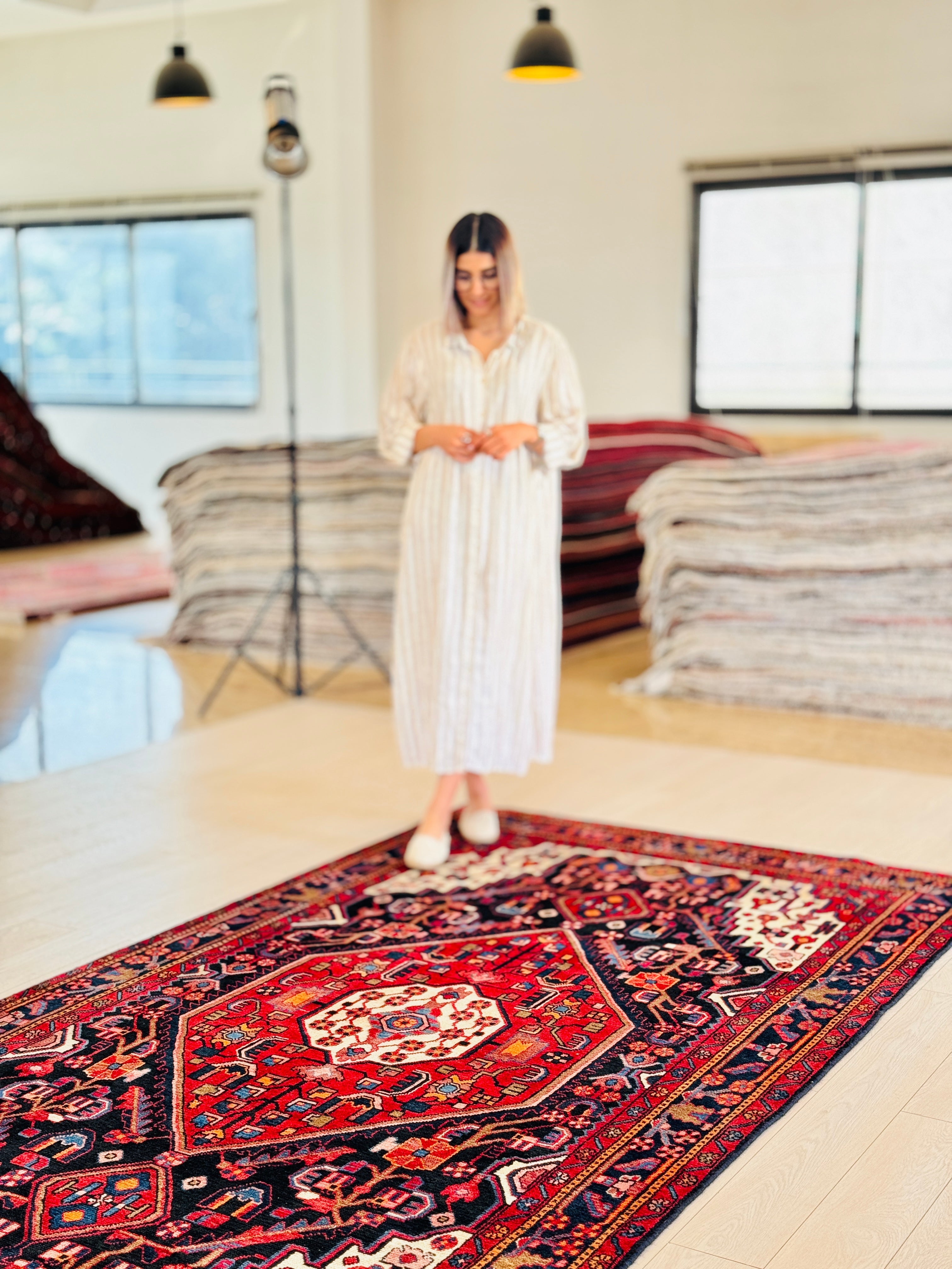 Hand-Knotted Vintage Wool Area Rug – 10' 1" x 5' 1" (307 × 155 cm) - Yasi & Fara