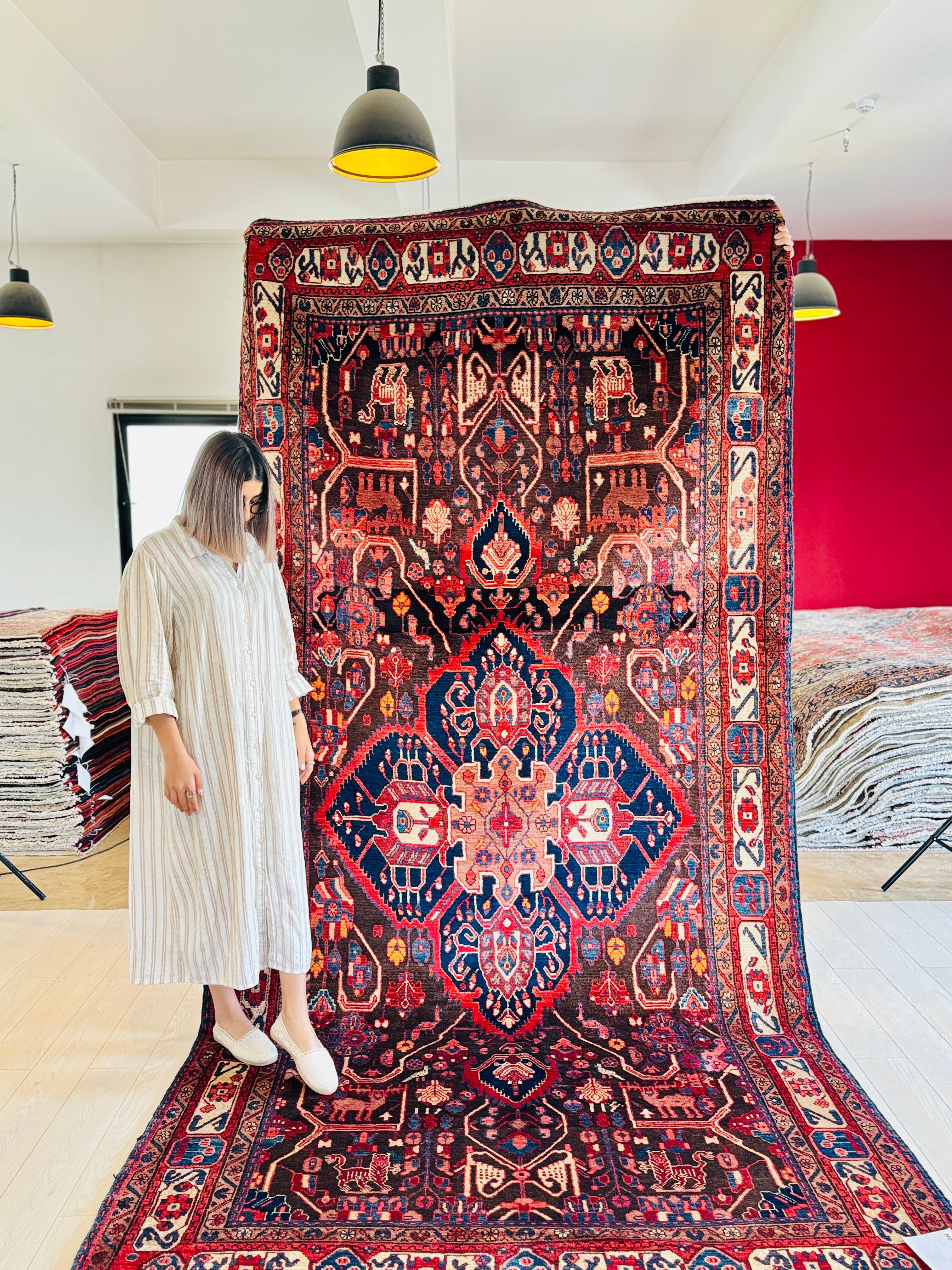 Hand-Knotted Vintage Wool Area Rug – 11' 7" x 5' 8" (354 × 173 cm) - Yasi & Fara