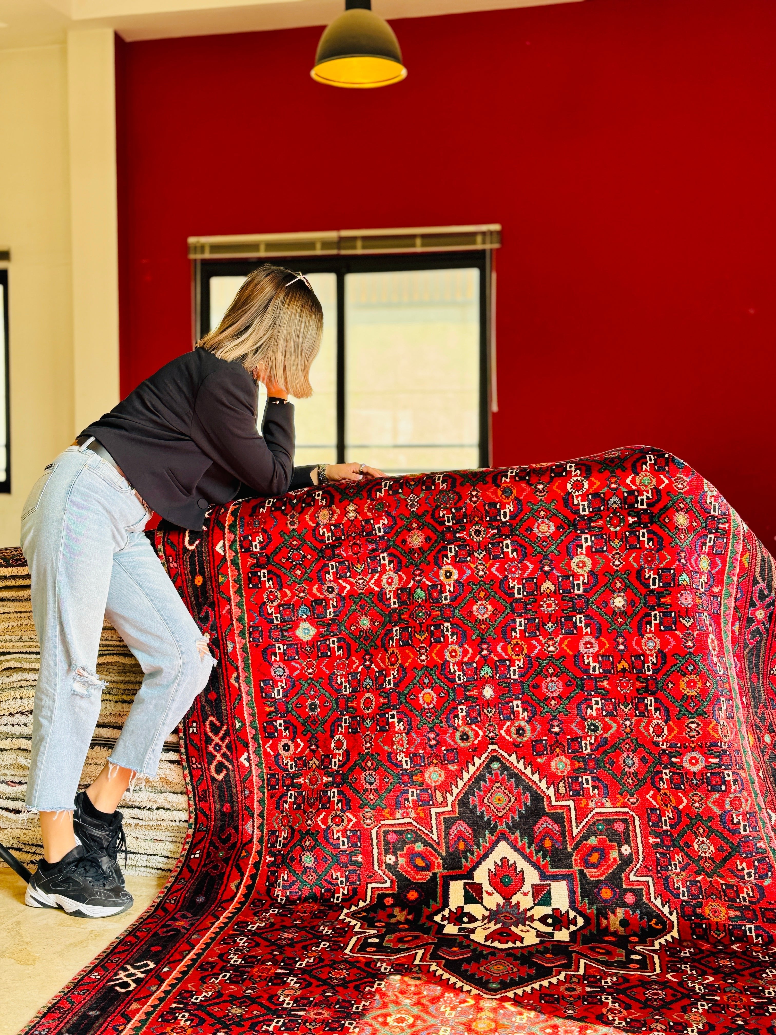 Hand-Knotted Vintage Wool Area Rug – 10' 10" x 5' 3" (331 × 161 cm) - Yasi & Fara