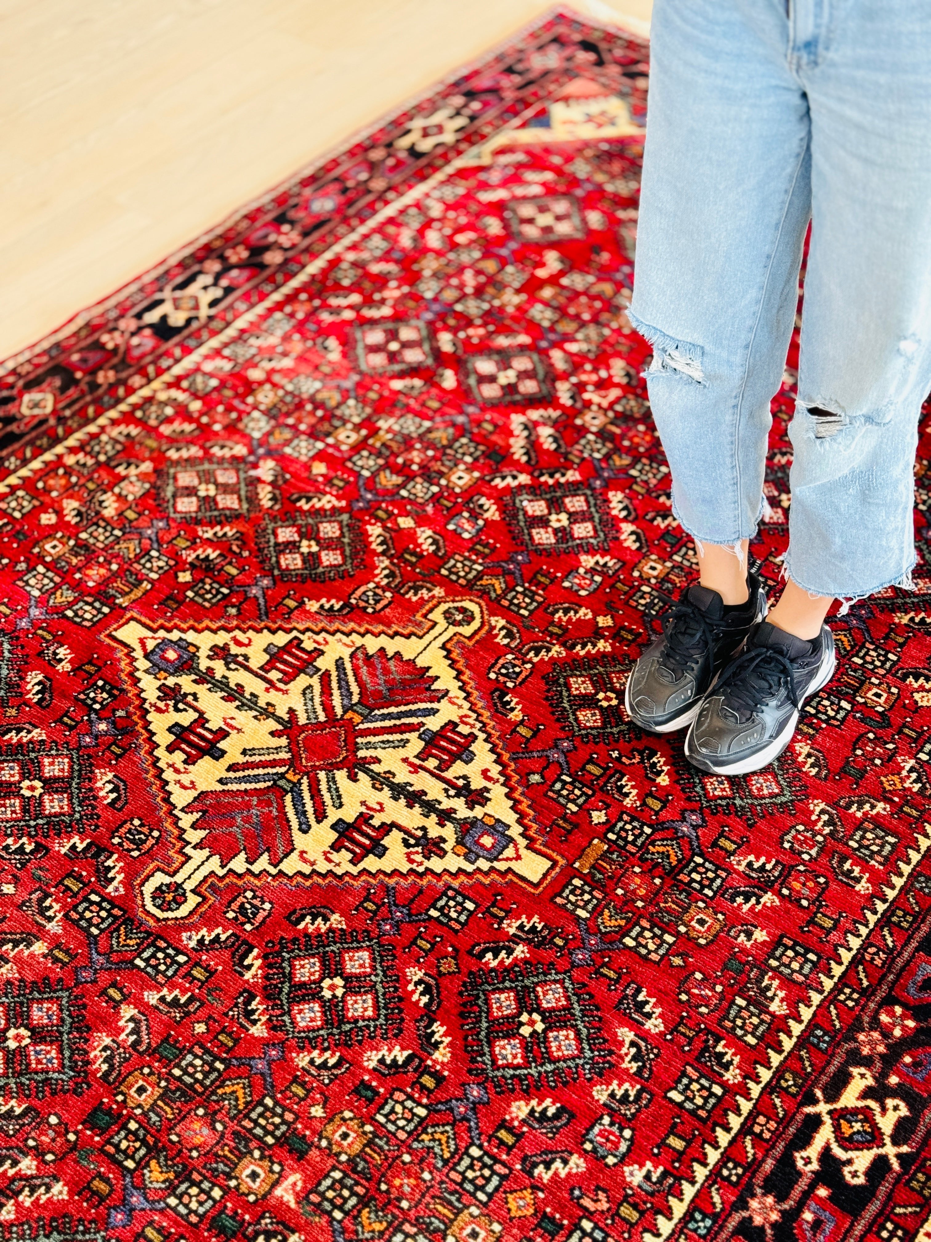 Hand-Knotted Vintage Wool Area Rug – 11' x 5' 10" (334 × 178 cm) - Yasi & Fara