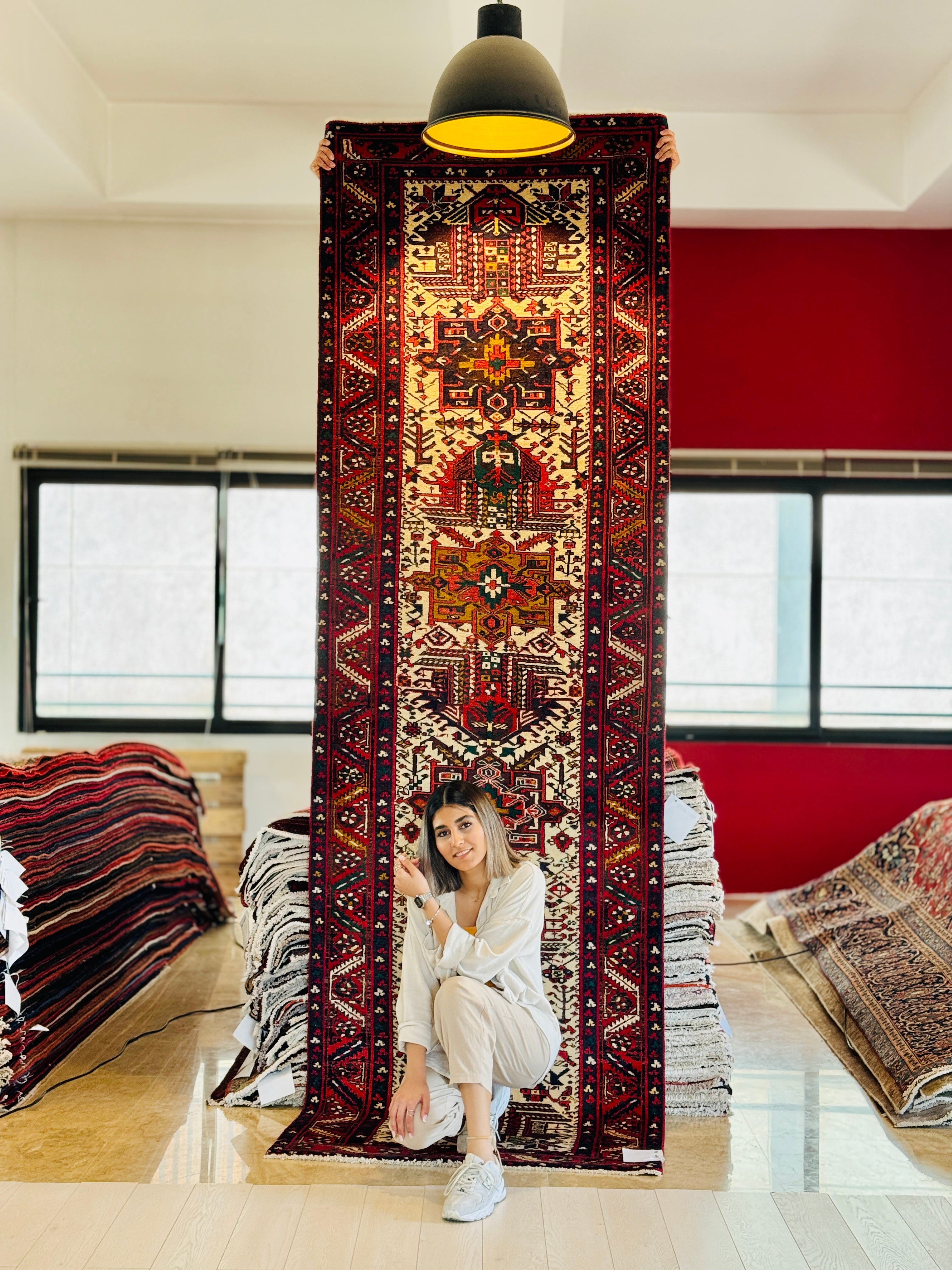 Hand-Knotted Vintage Wool Runner Rug – 10' 11" x 3' 5" (333 × 105 cm) - Yasi & Fara