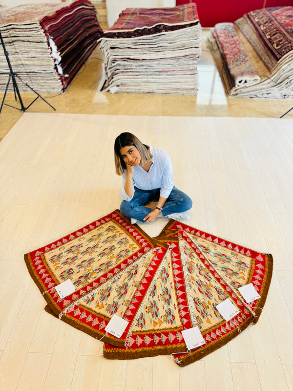 Set of 5 small 2x3 Handwoven Tribal Kilim Rugs