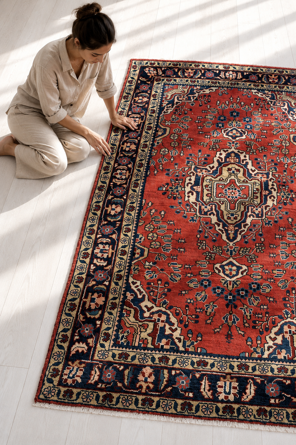 Hand-Knotted Vintage Wool Area Rug – 7' 1" x 4' 6" (217 x 138 cm) - Yasi & Fara