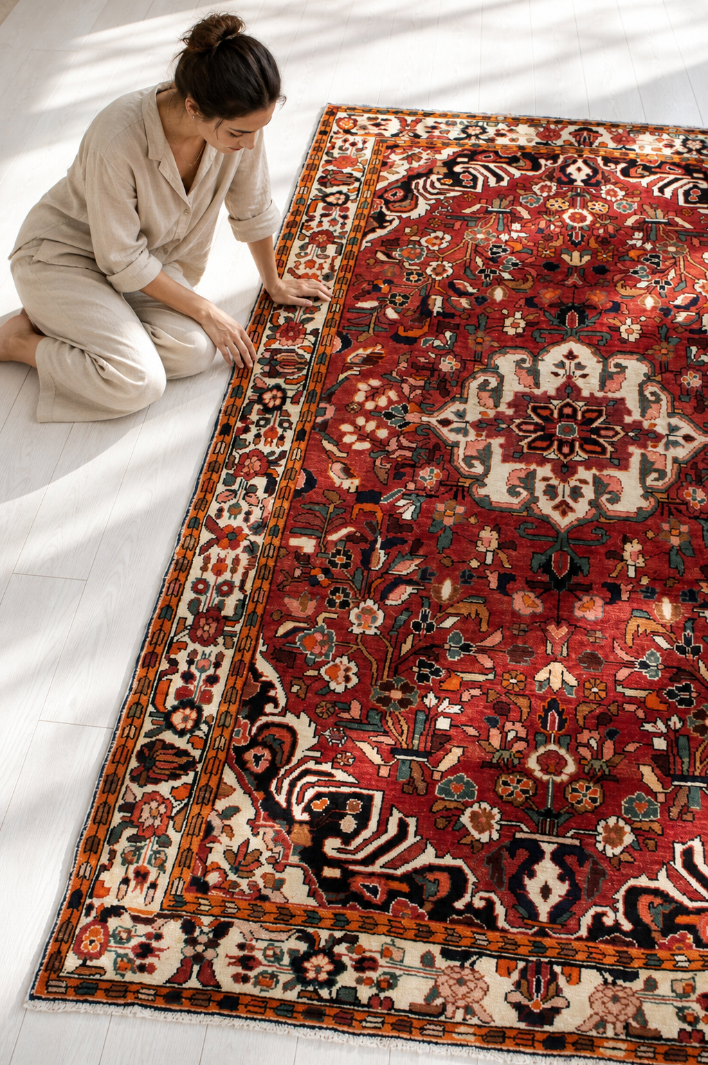 Hand-Knotted Vintage Wool Area Rug – 9' 2" x 5' 3" (280 x 161 cm) - Yasi & Fara