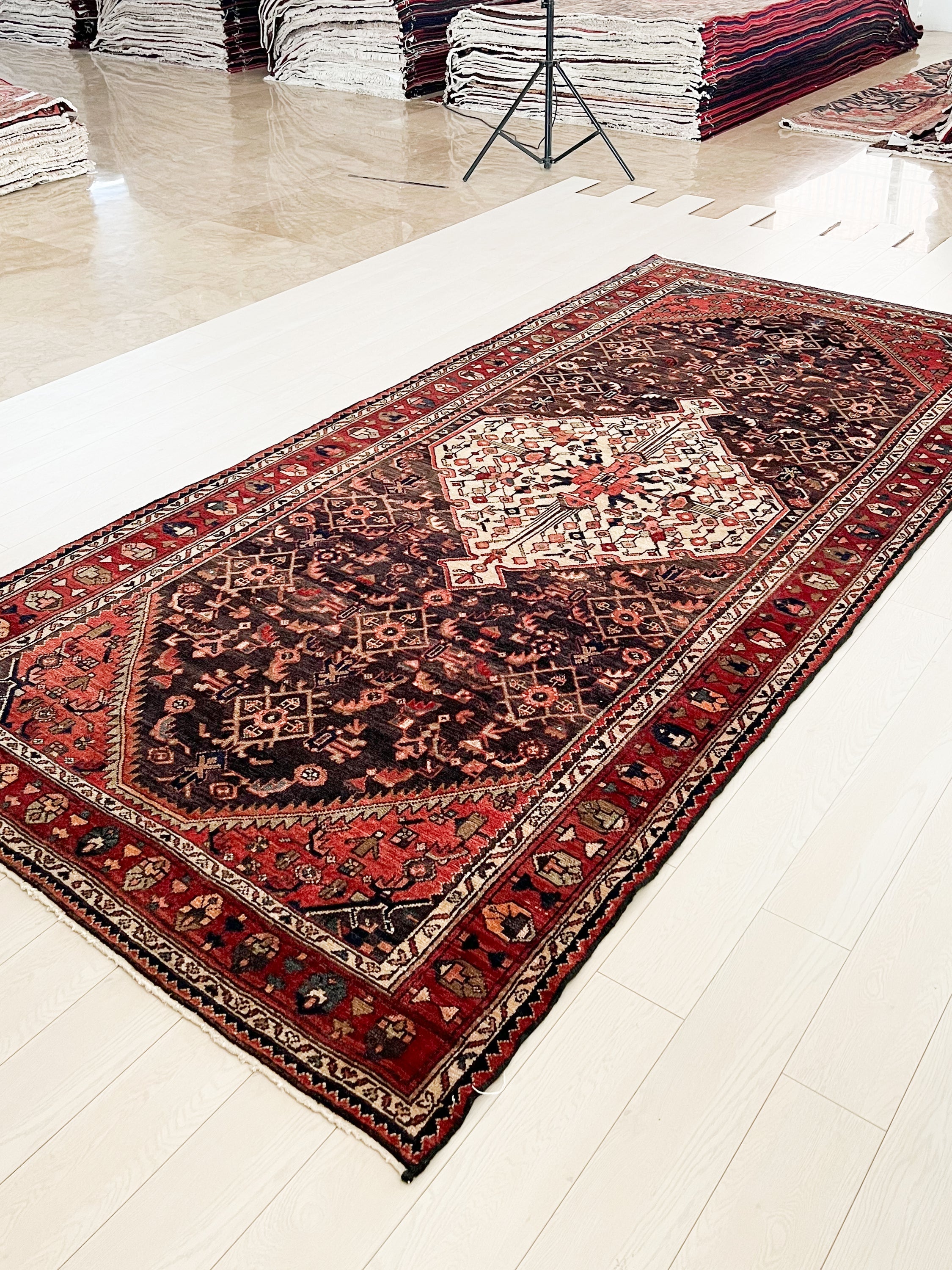 Hand-Knotted Vintage Wool Area Rug – 11' 1" x 5' 3" (338 x 159 cm) - Yasi & Fara