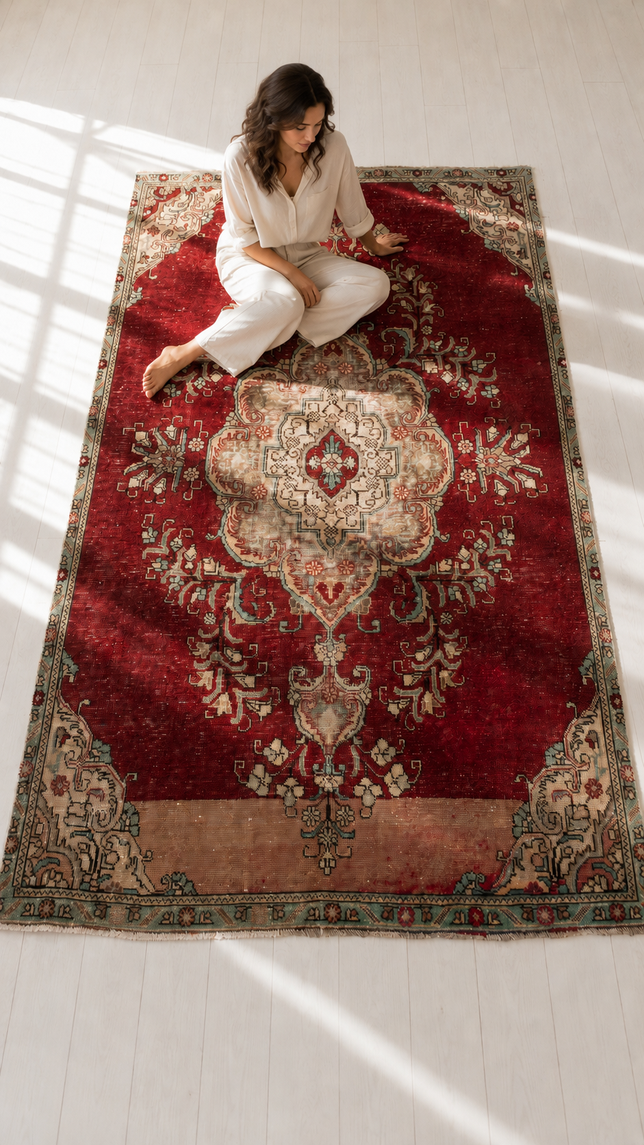 Hand-Knotted Vintage Wool Area Rug – 7' 10" x 4' 11" (240 × 150 cm) - Yasi & Fara
