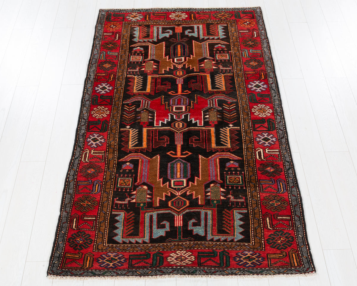 Vintage Tarom Black, red hand-knotted wool rug, SKU 5614