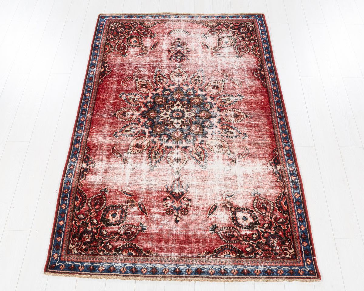 Antique Mashad Faded red hand-knotted wool rug, SKU 5627