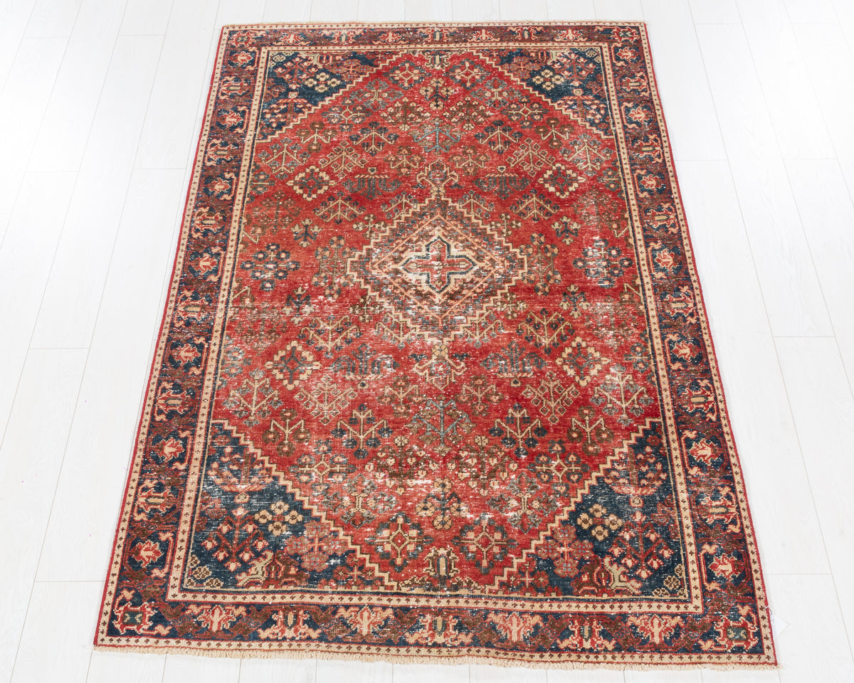 Vintage Joshaghan Red, blue hand-knotted wool rug, SKU 5629