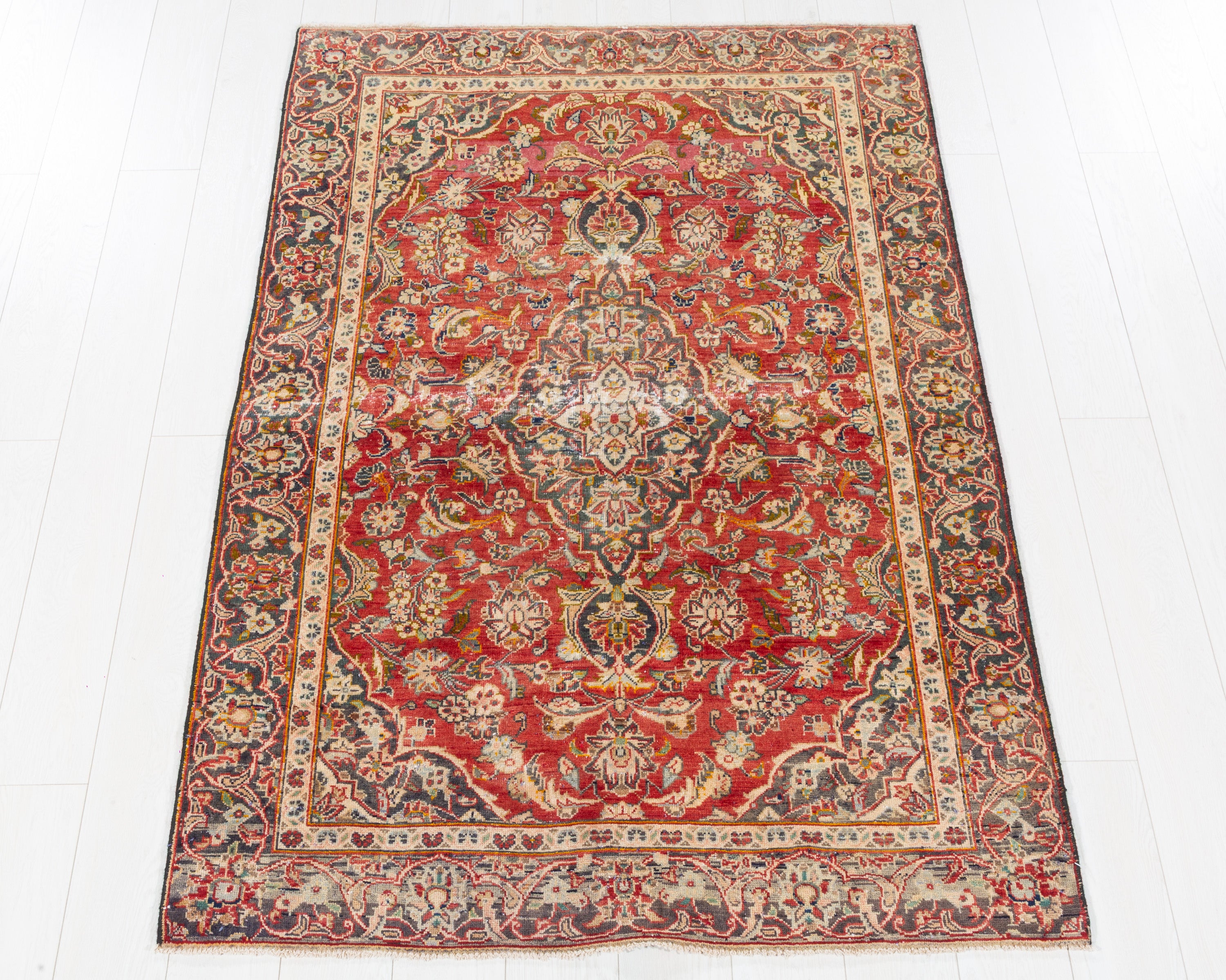 Antique Kashan Red hand-knotted wool rug, SKU 5632