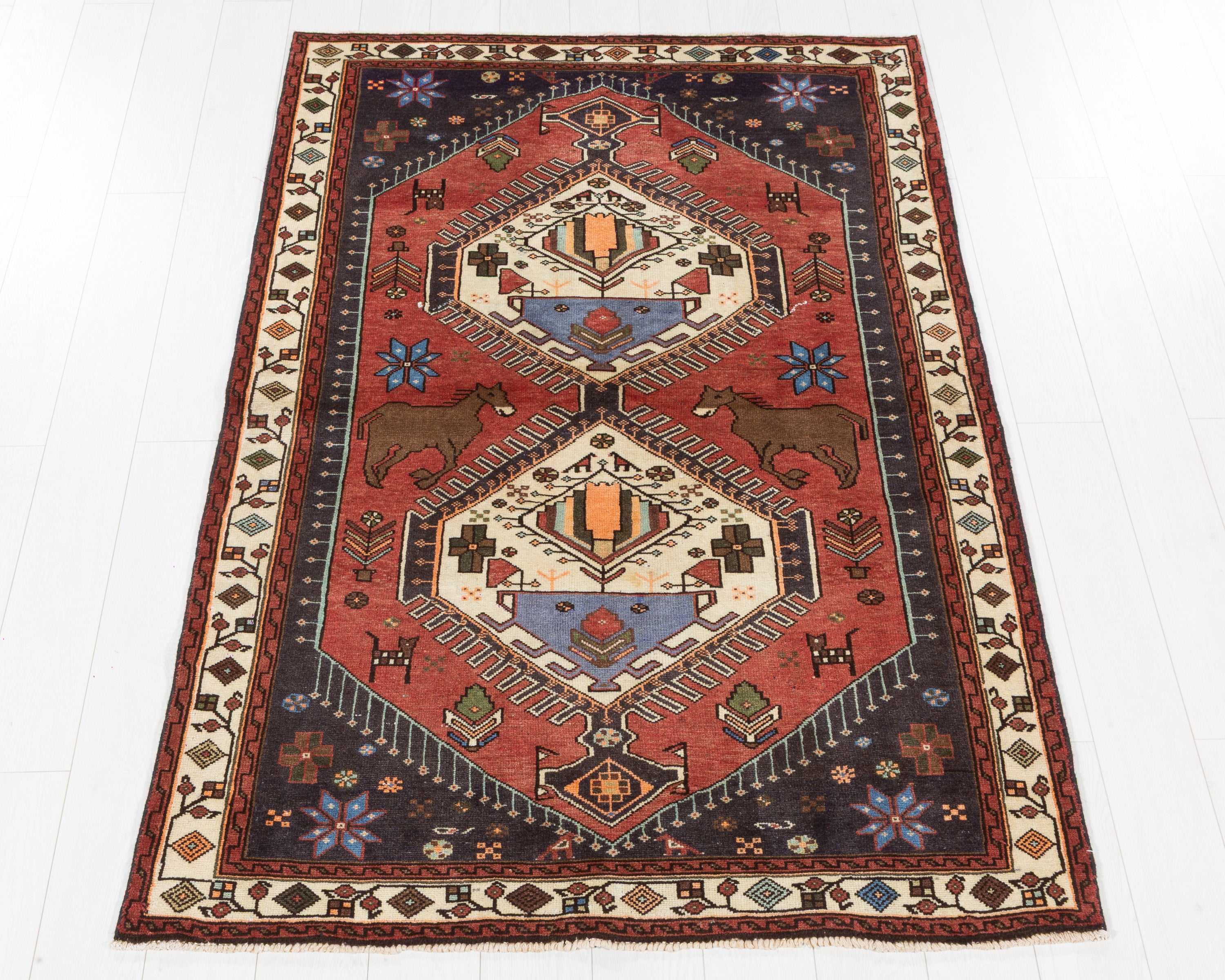 Vintage Tarom rust red and beige hand-knotted wool rug, SKU 5633