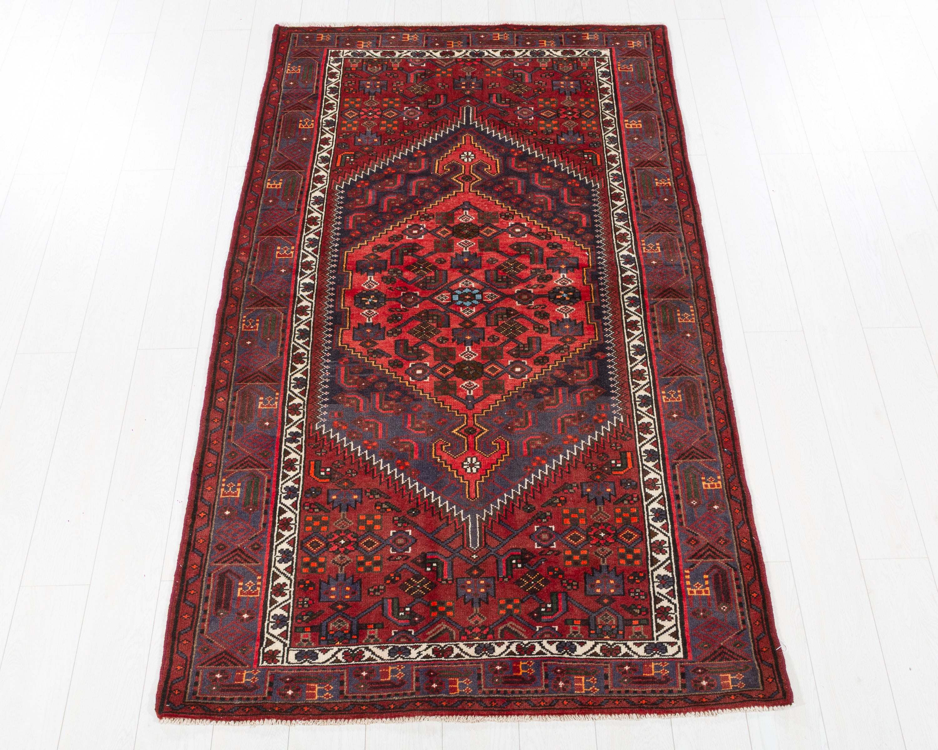 Vintage Zanjan Rust Red hand-knotted wool rug, SKU 5644