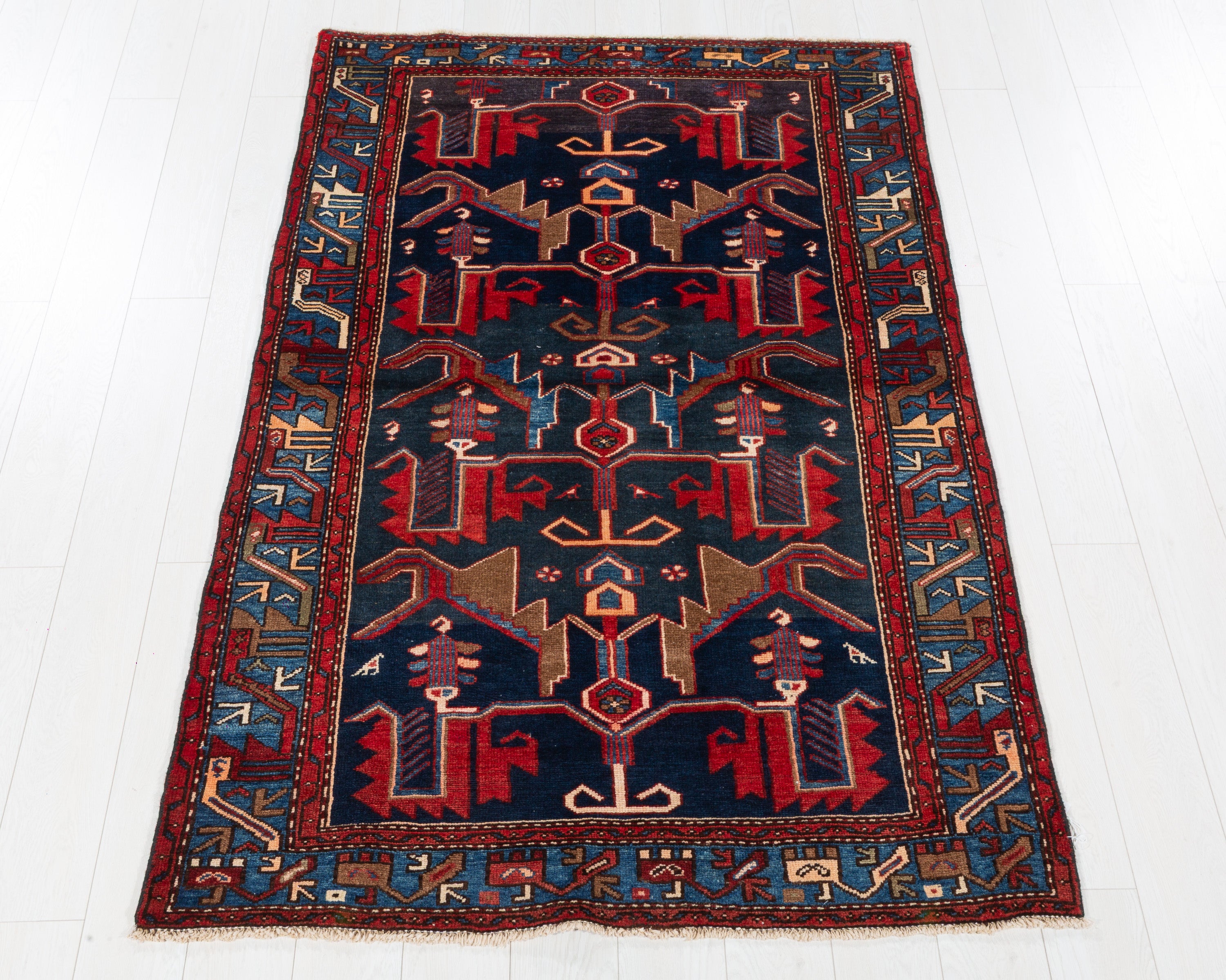 Collectible Vintage Tarom Deep Navy Blue, Red hand-knotted wool rug, SKU 5645