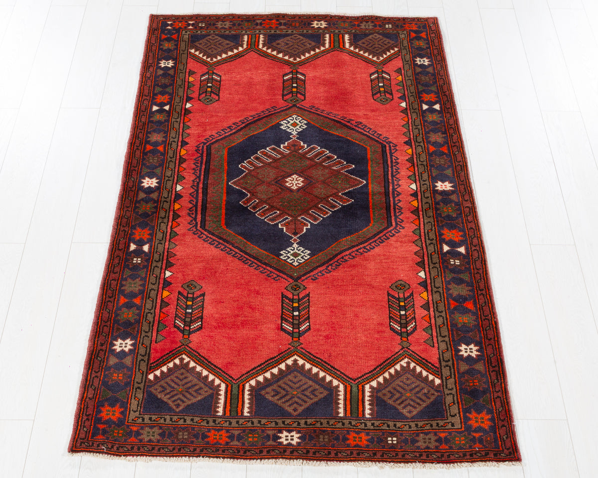 Vintage Zanjan Coral, Navy Blue hand-knotted wool rug, SKU 5656