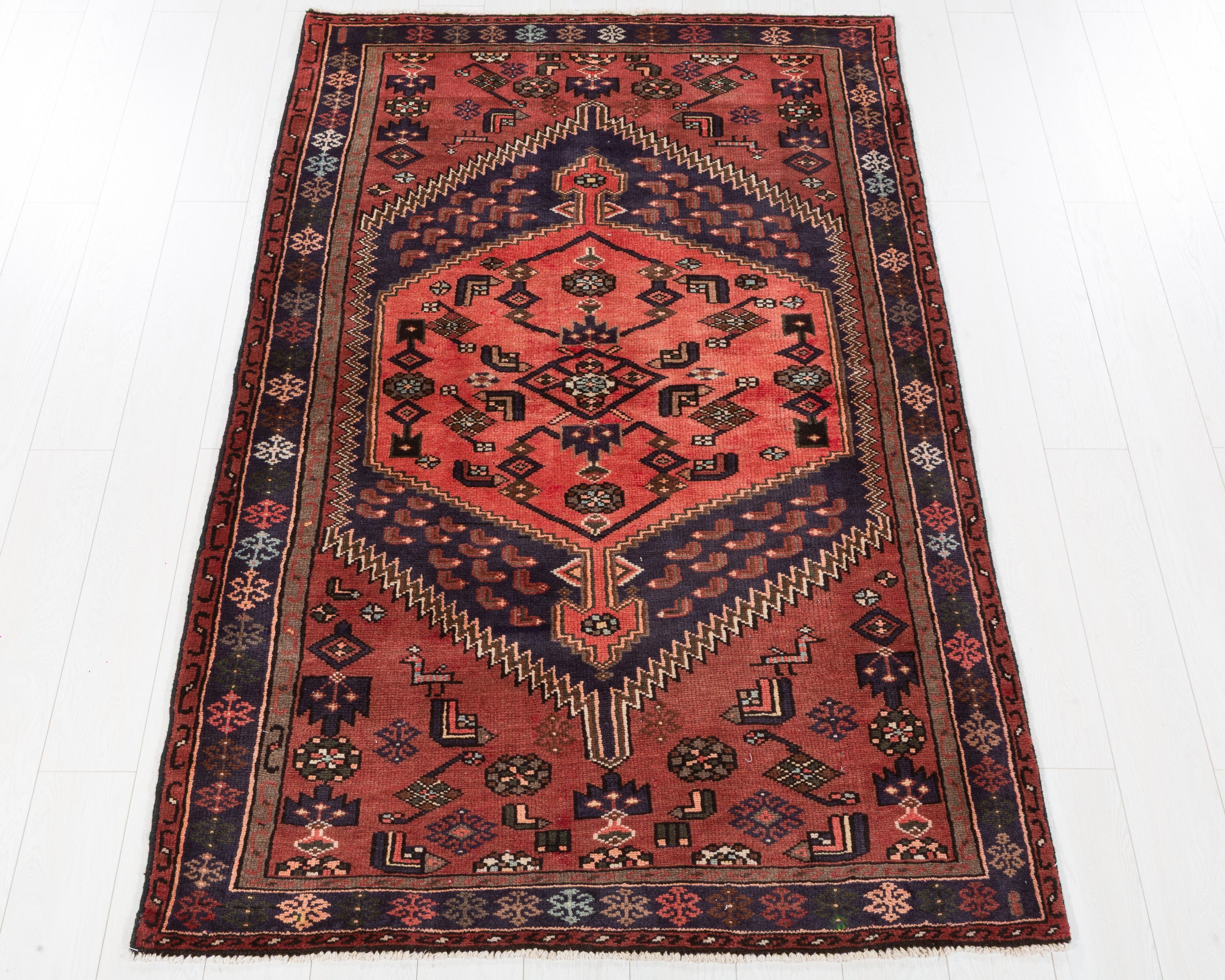 Vintage Zanjan Brick Red, Coral hand-knotted wool rug, SKU 5666