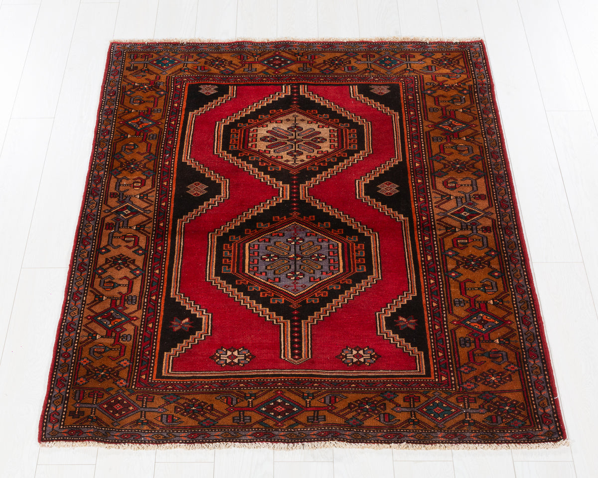 Collectible Vintage Tarom Red, Golden Brown hand-knotted wool rug, SKU 5687