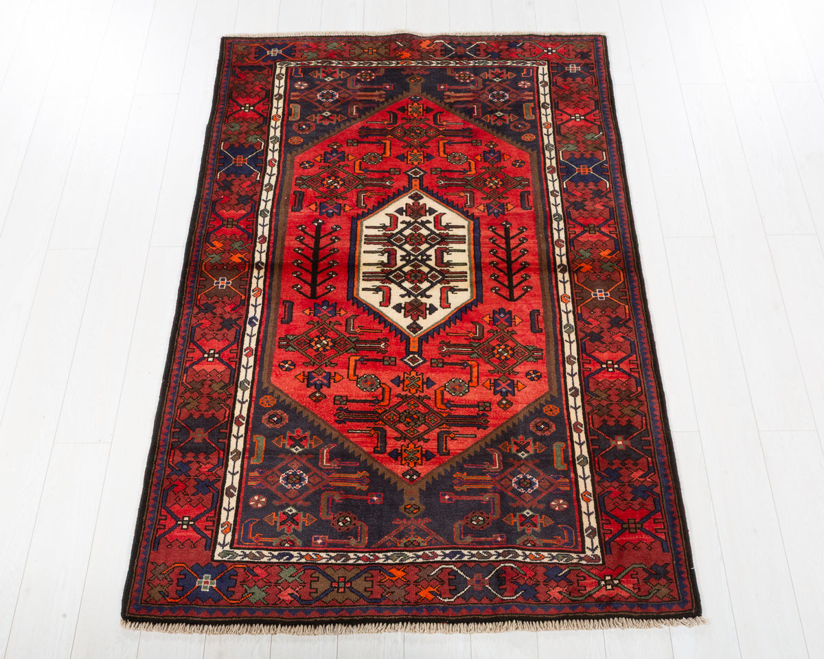 Vintage Zanjan Coral, Navy Blue hand-knotted wool rug, SKU 5688