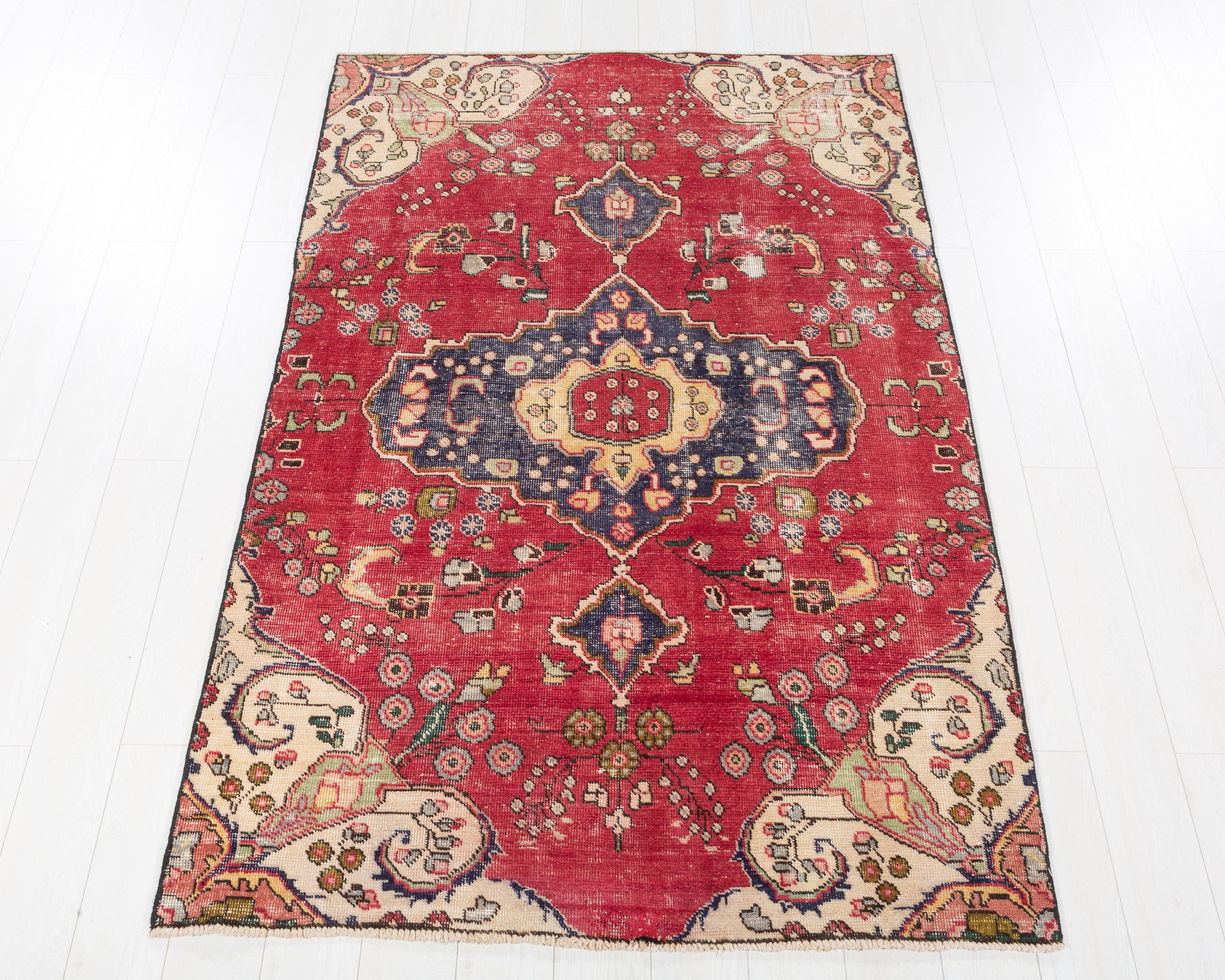 Vintage Tabriz Pinkish-Red hand-knotted wool rug, SKU 5689