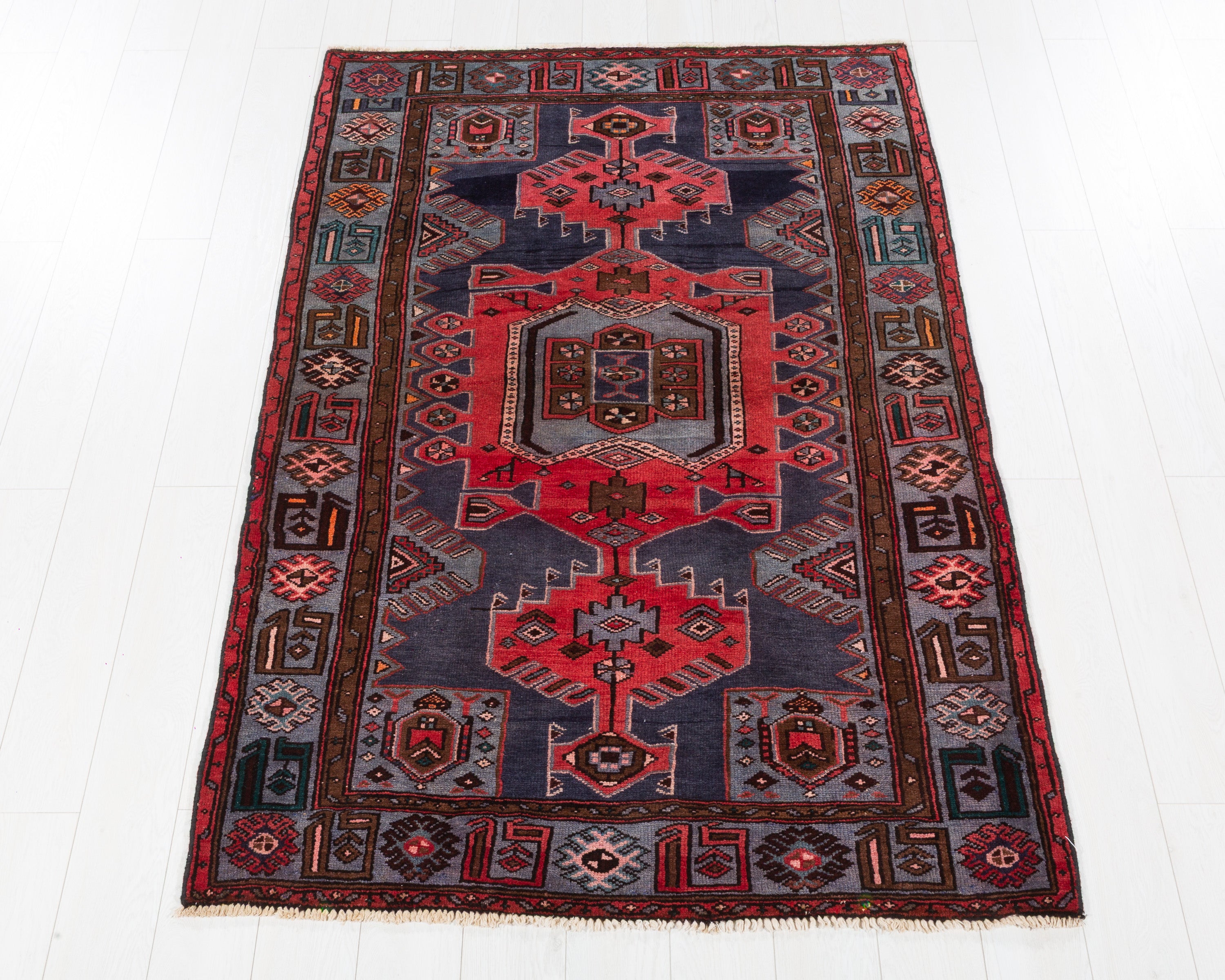 Collectible Vintage Tarom Navy Blue, Red hand-knotted wool rug, SKU 5690