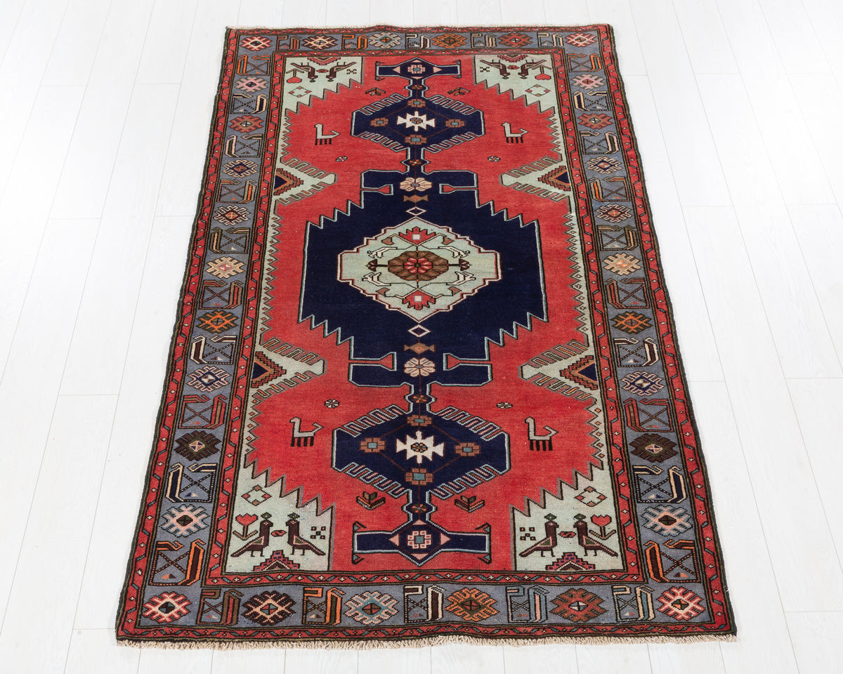 Collectible Vintage Tarom Coral, Navy Blue hand-knotted wool rug, SKU 5702