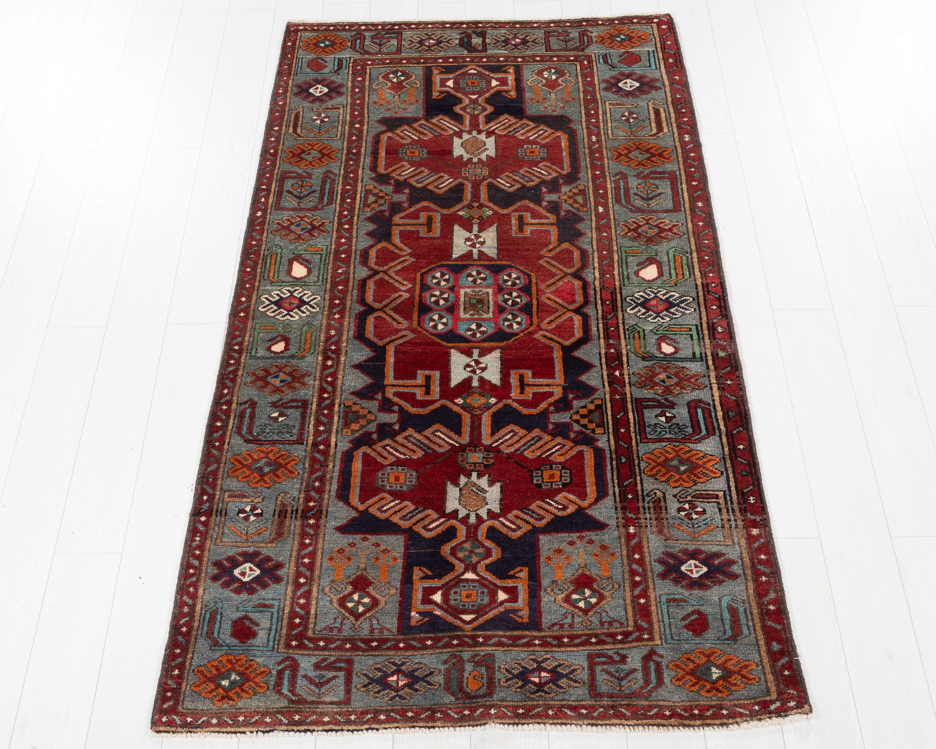 Collectible Vintage Tarom Red, Navy Blue hand-knotted wool rug, SKU 5703