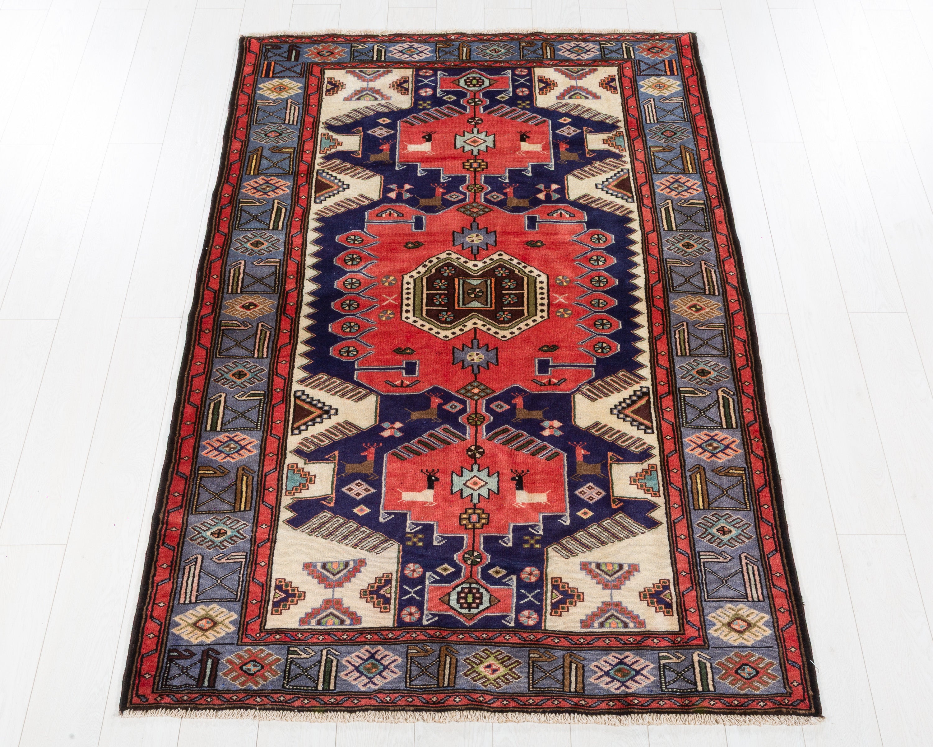 Collectible Vintage Tarom Coral, Navy Blue hand-knotted wool rug, SKU 5712