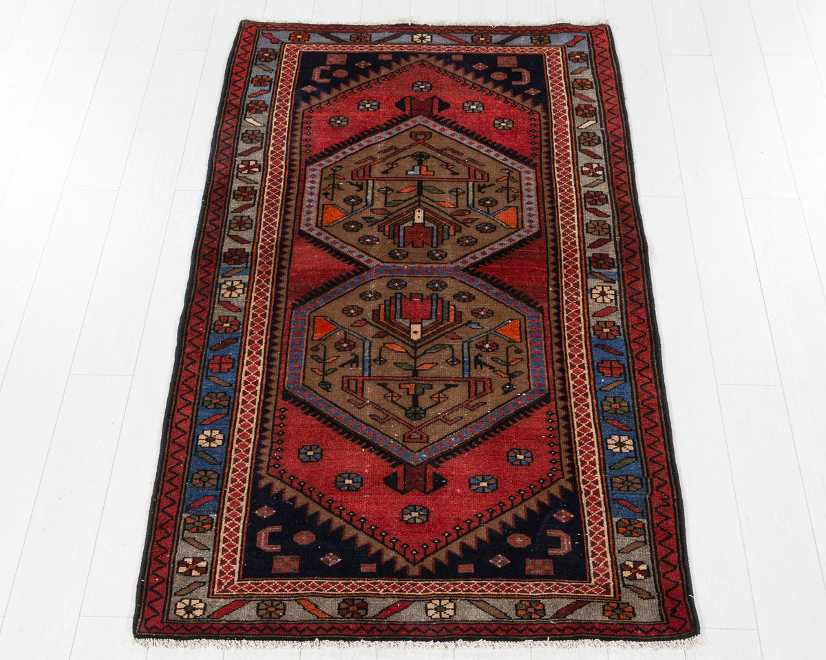 Collectible Vintage Tarom Brown, Blue hand-knotted wool rug, SKU 5720
