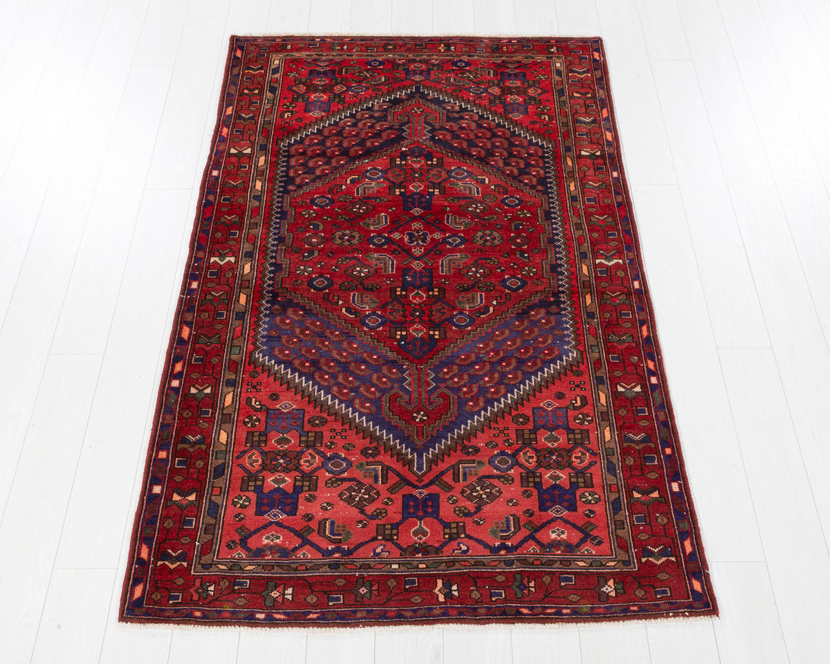 Vintage Zanjan Red, Coral hand-knotted wool rug, SKU 5723