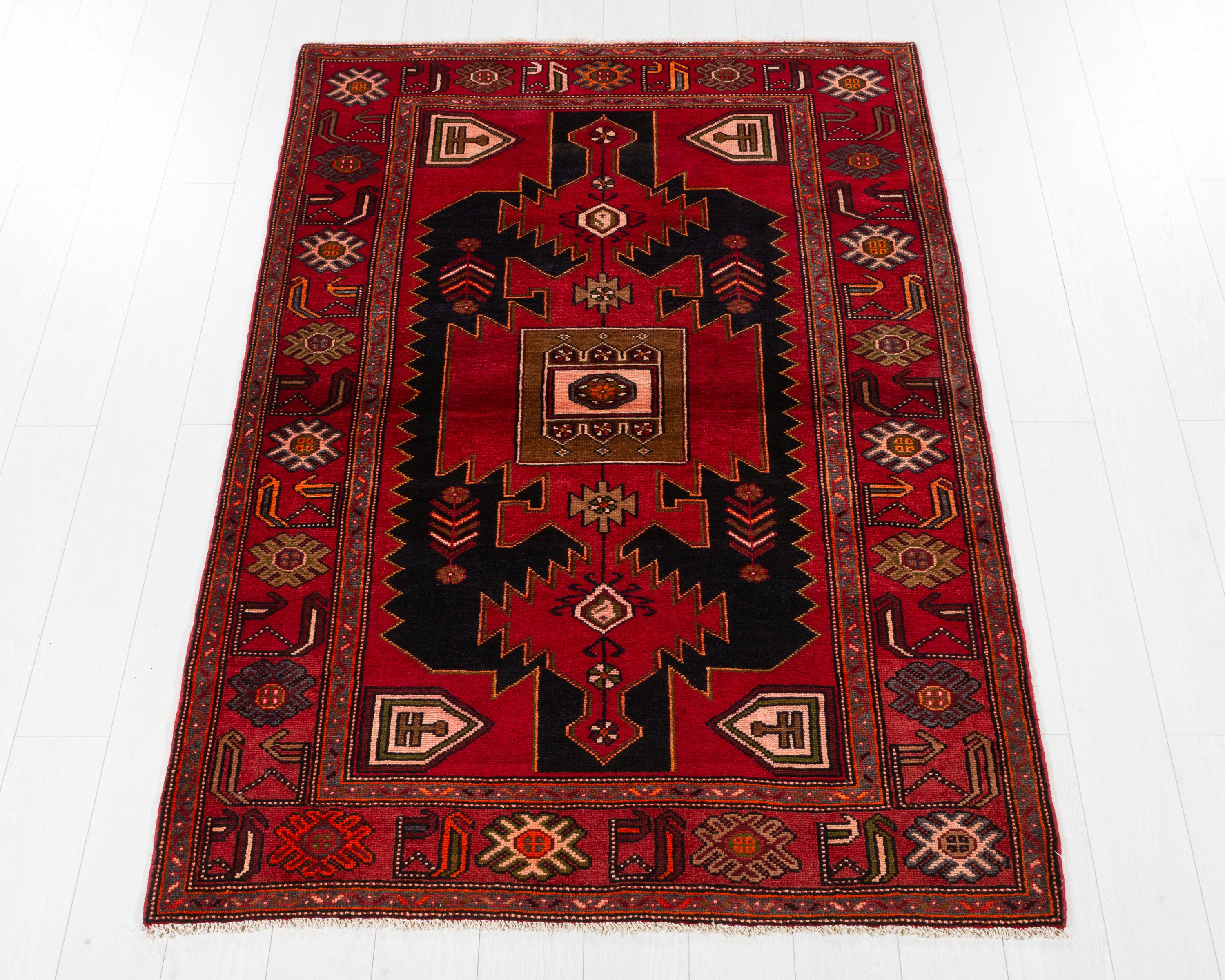 Collectible Vintage Tarom Red, Intense Deep Navy Blue hand-knotted wool rug, SKU 5731