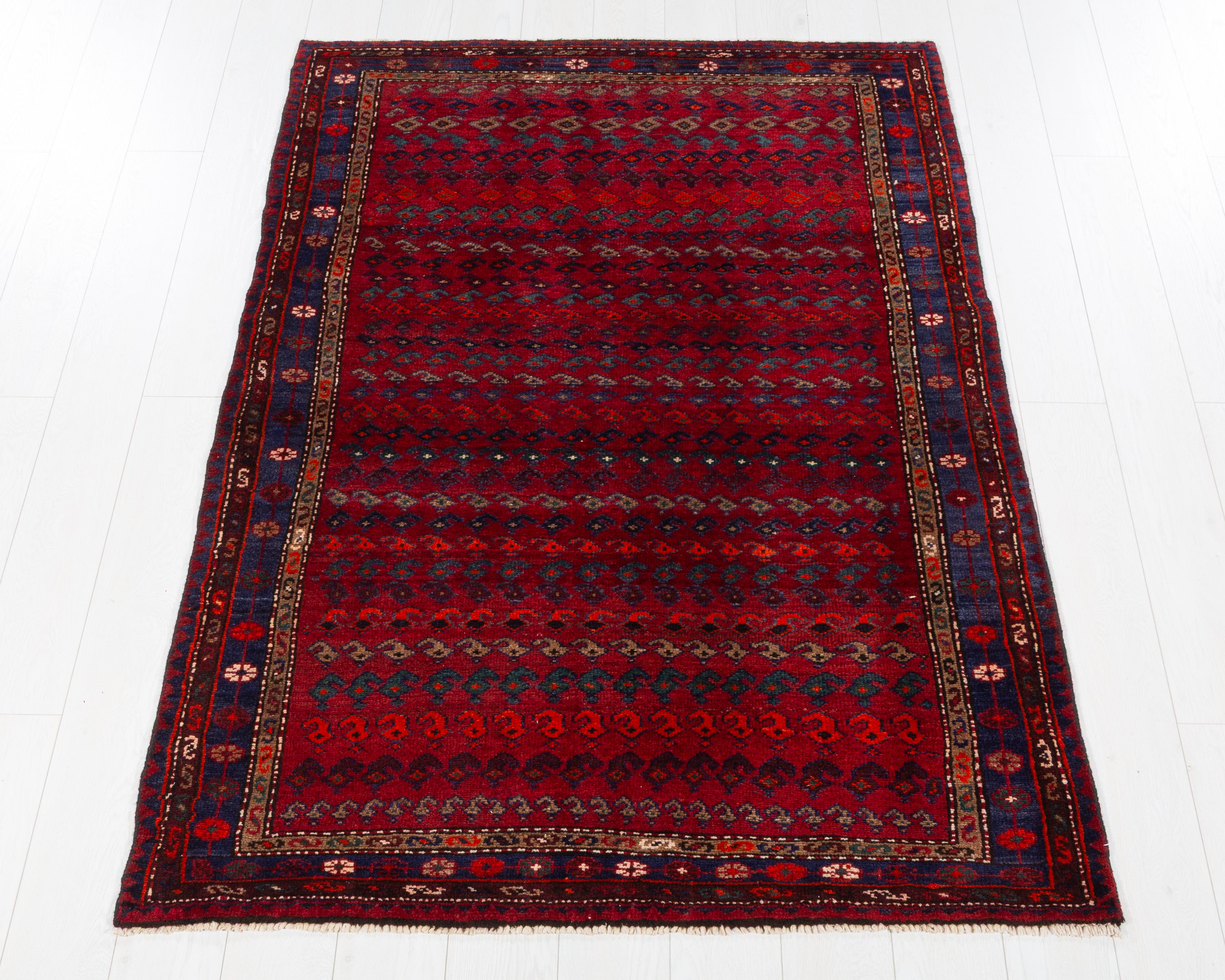 Collectible Vintage Tarom Red, Navy Blue hand-knotted wool rug, SKU 5732